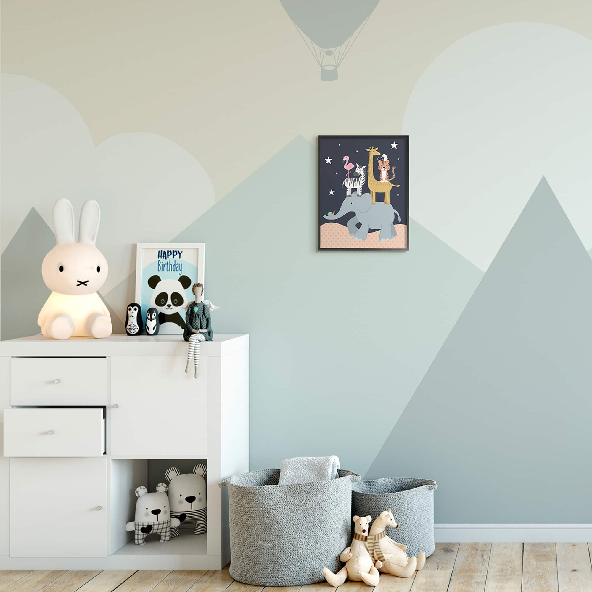 Stupell Industries Starry Night Sky Safari Animals Elephant Giraffe Zebra in Frame Wall Art
