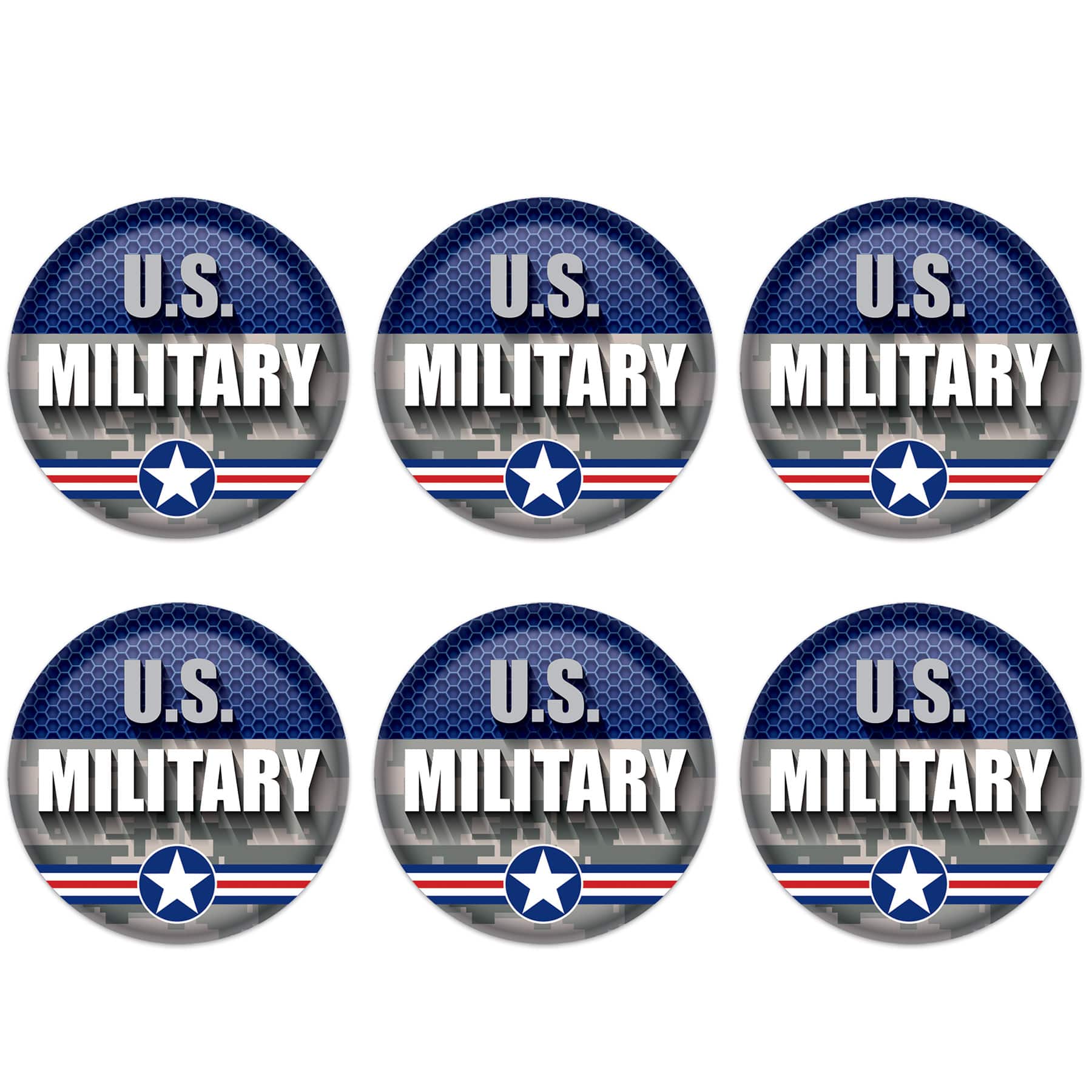 Beistle 2" Blue & Silver U.S. Military Buttons, 6ct.