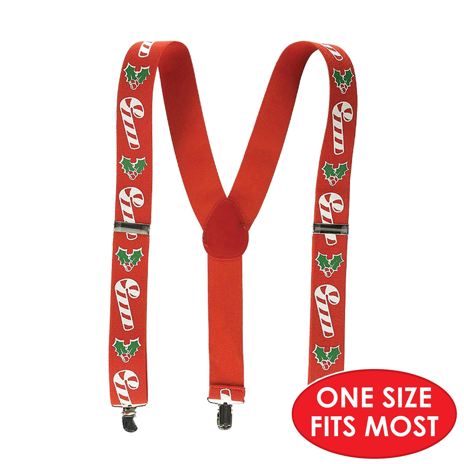 Beistle Adult Candy Cane & Holly Suspenders
