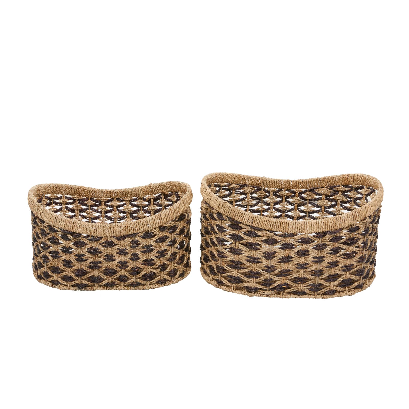 Brown Traditional Woven Sea Grass Storage Basket Set