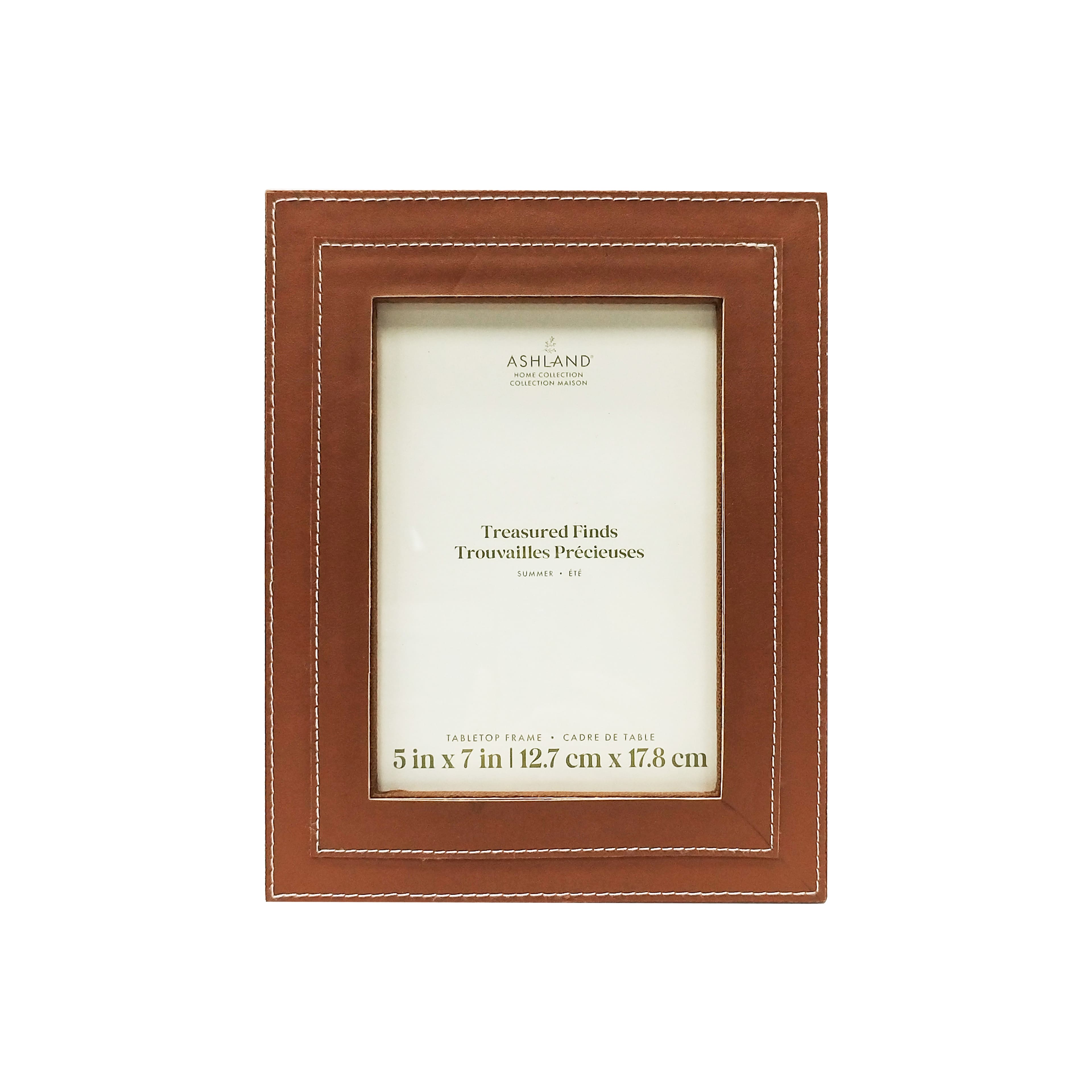 5" x 7" Brown Faux Leather Tabletop Frame, Treasured Finds by Ashland®