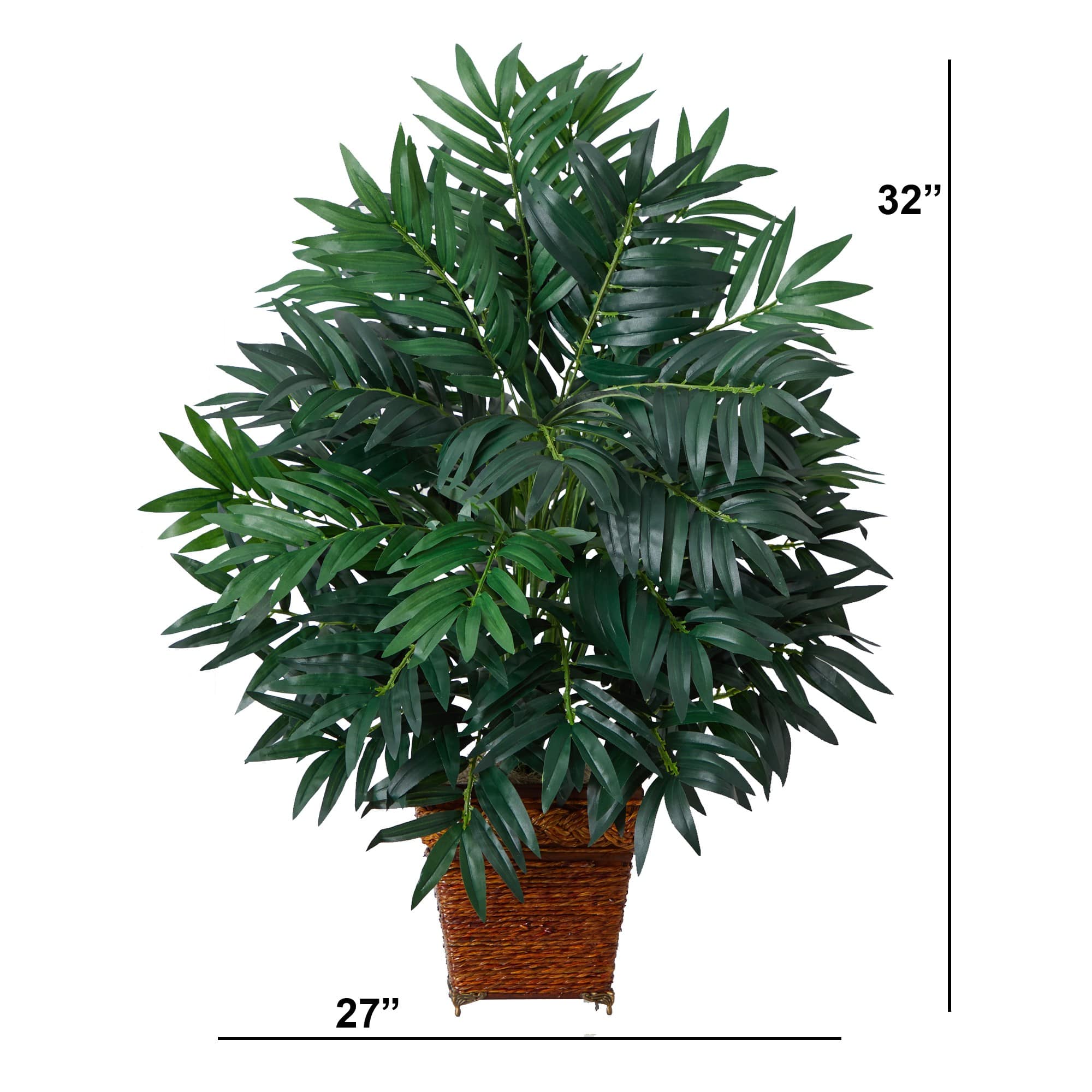 32" Artificial Bamboo Palm Plant with Wicker Basket