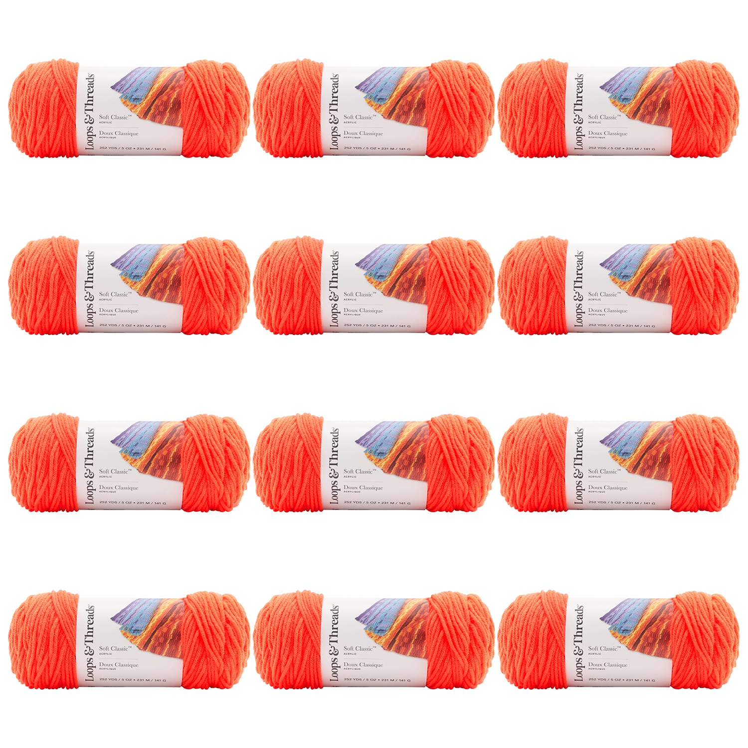 12 Pack: Soft Classic™ Neon Yarn by Loops & Threads®