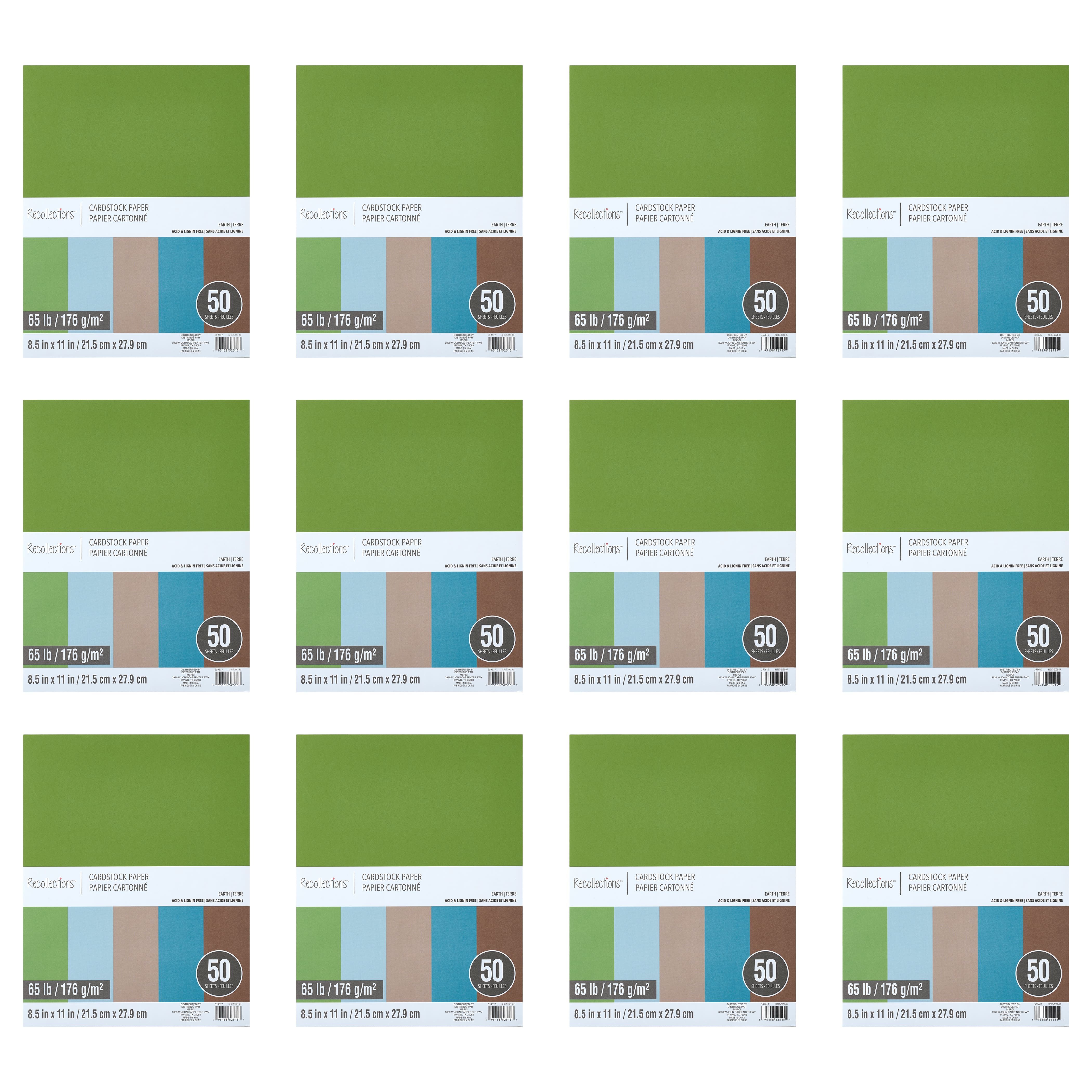 12 Packs: 50 ct. (600 total) Earth 8.5" x 11" Cardstock Paper by Recollections™