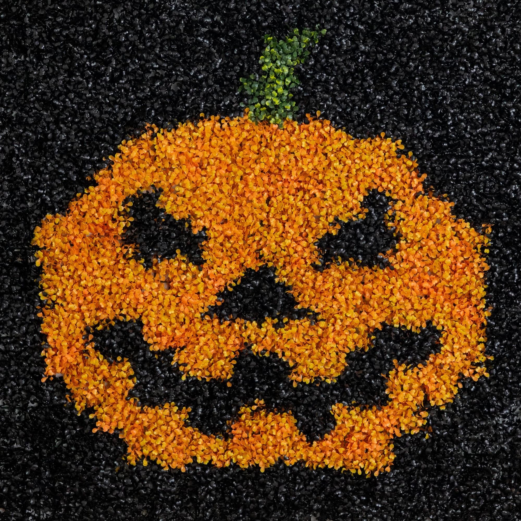 40" x 40" UV Resistant Artificial Halloween Boxwood Jack-o'-Lantern Wall Décor Mat