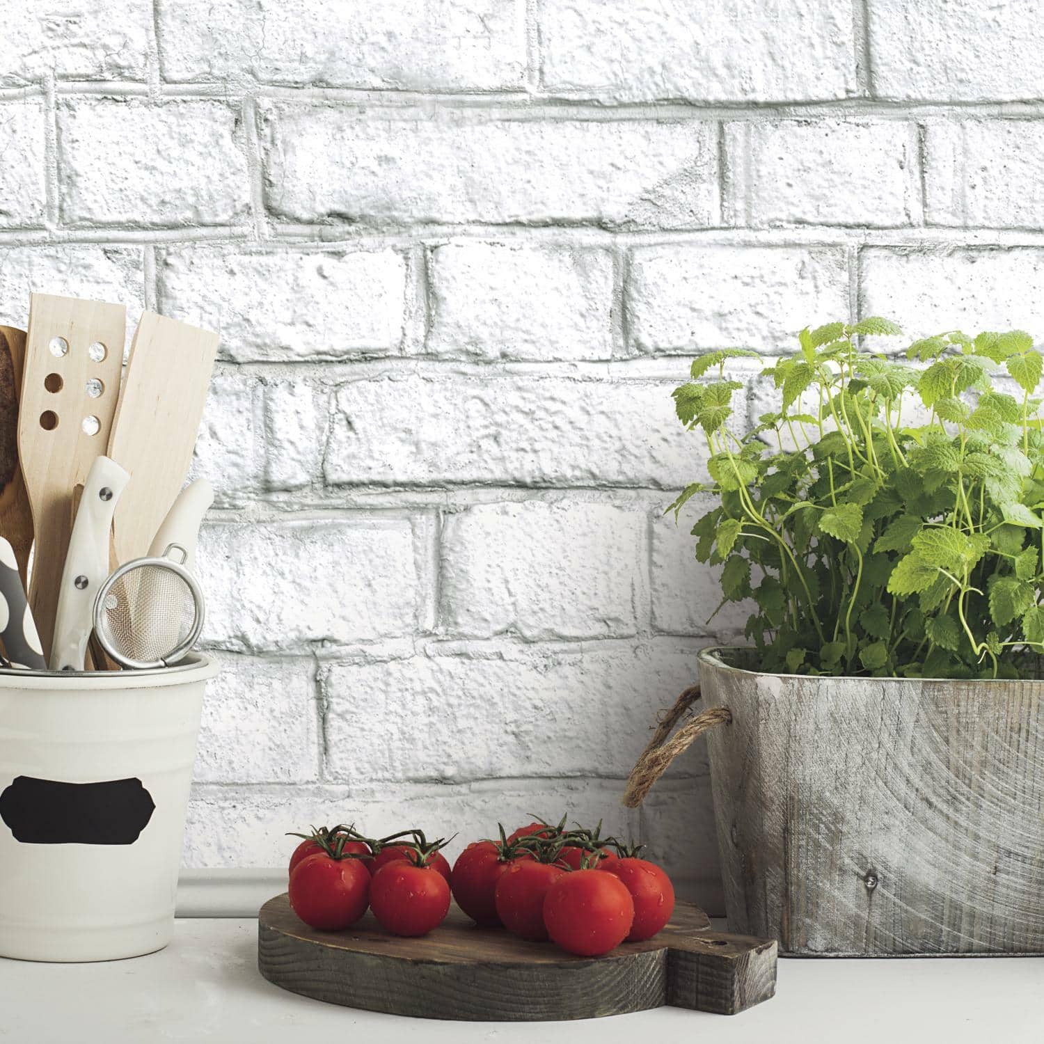 RoomMates White Brick Peel & Stick Wallpaper