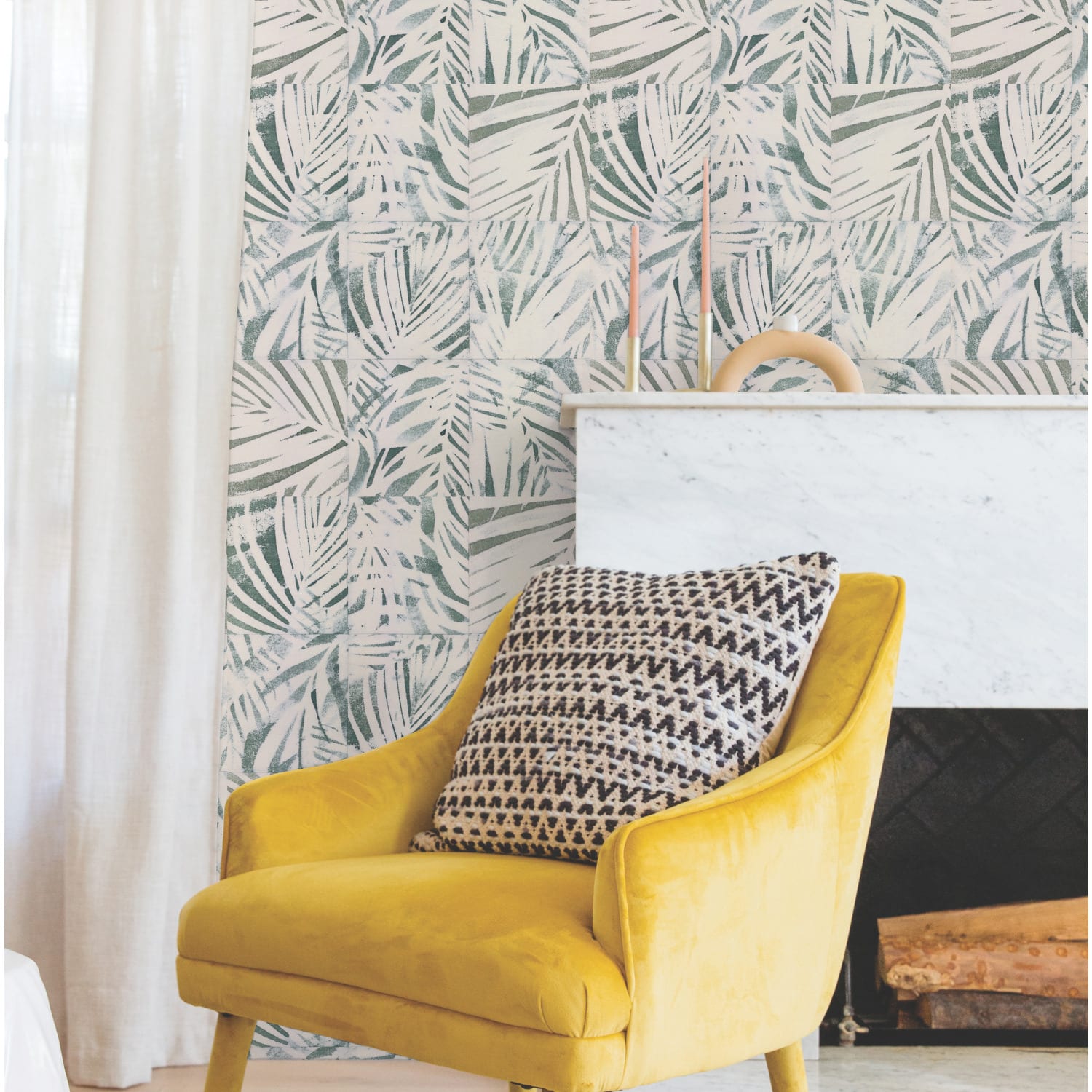 RoomMates Mr. Kate Cubism Palm Peel & Stick Wallpaper