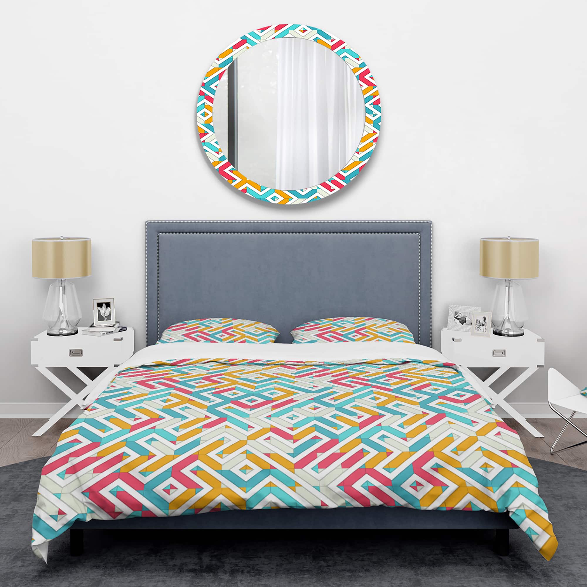 Designart 'Abstract Retro Geometry I' Mid-Century Duvet Cover Set