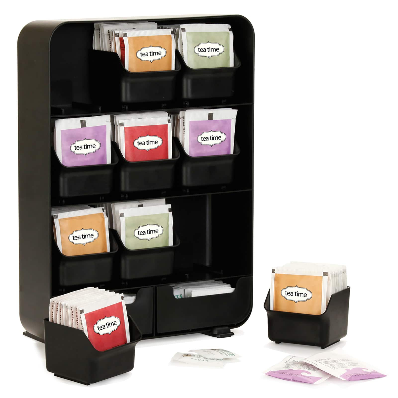 Mind Reader Black Tea Bag holder and Condiment Organizer