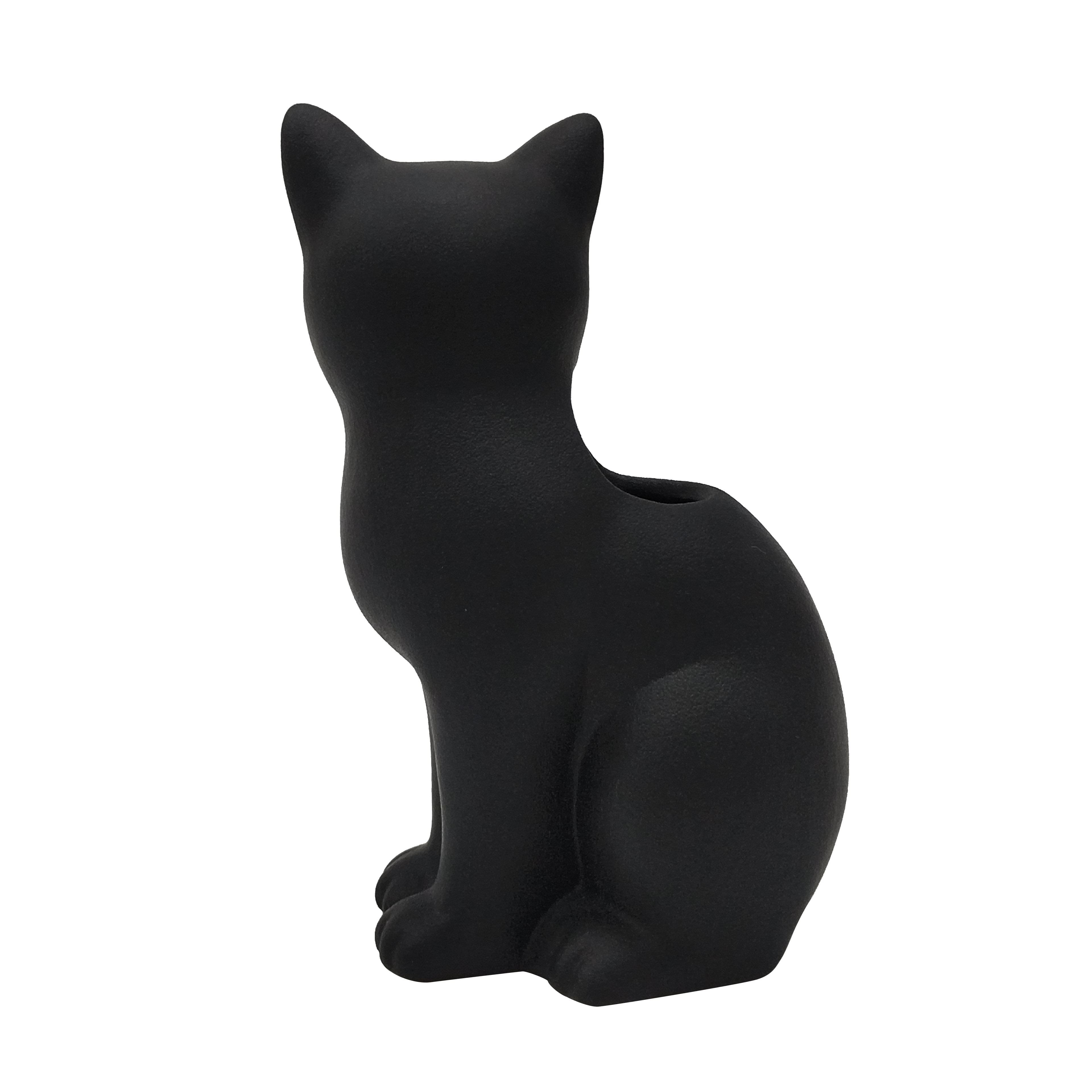 7" Black Cat Ceramic Vase by Ashland®