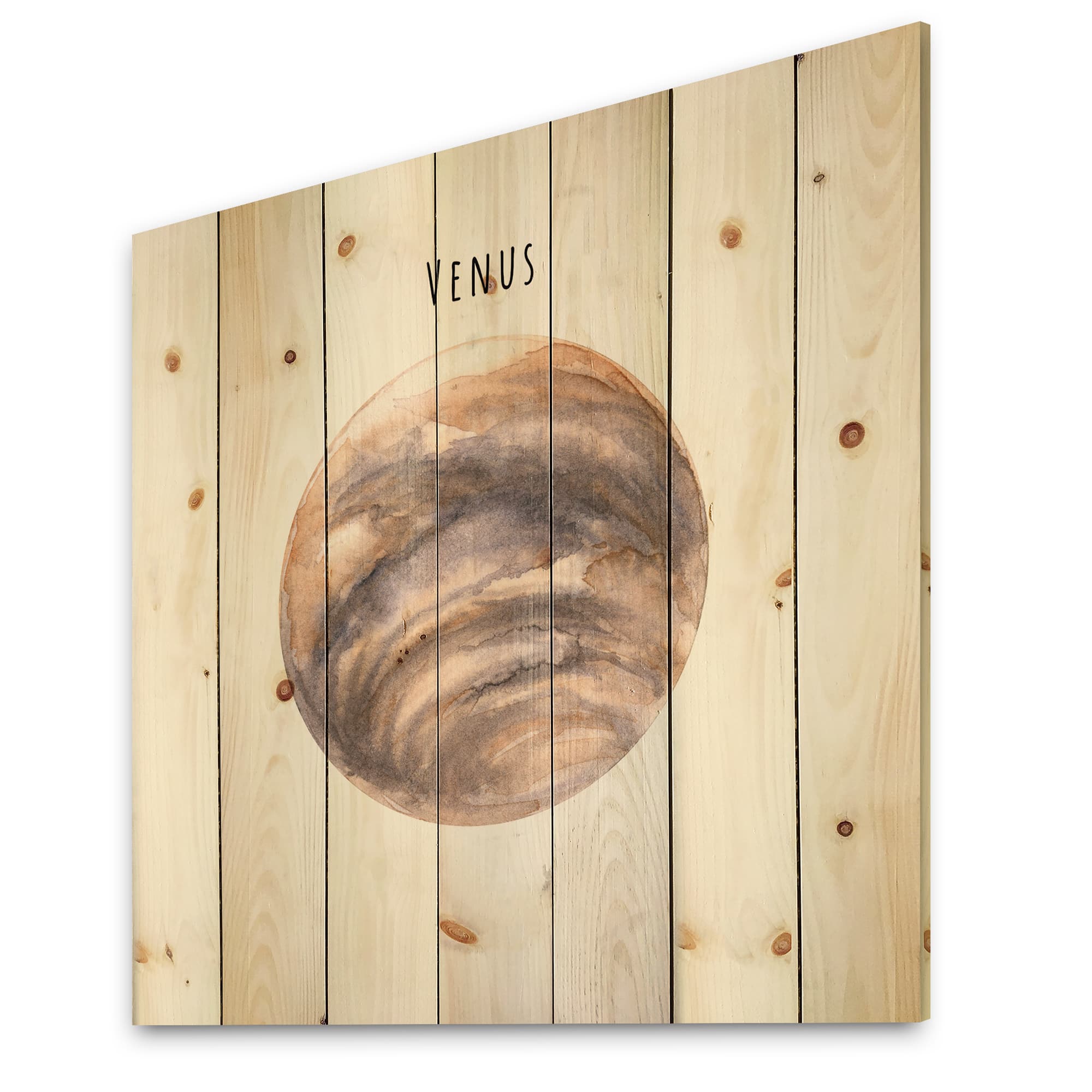 Designart - Planet Venus - Bohemian & Eclectic Print on Natural Pine Wood