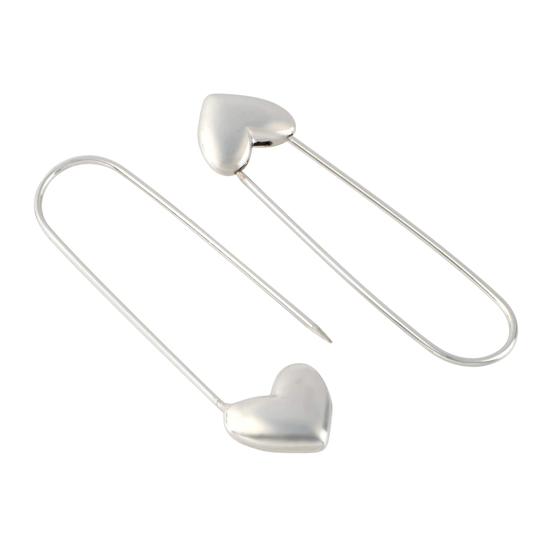 42.5mm Heart Safety Pin Charm Connectors, 2ct. by Bead Landing™