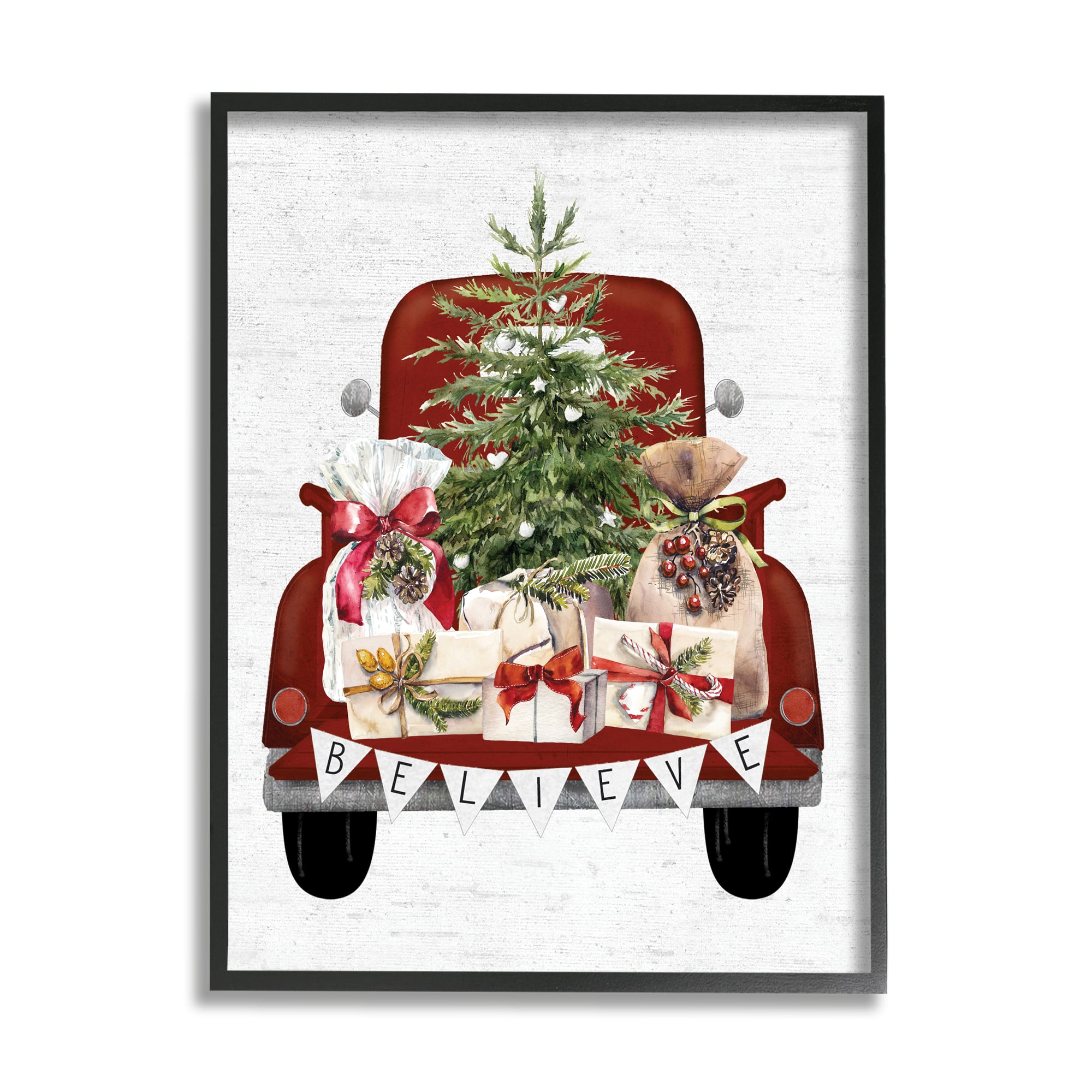 Stupell Industries Believe Seasonal Christmas Truck Framed Giclee Art