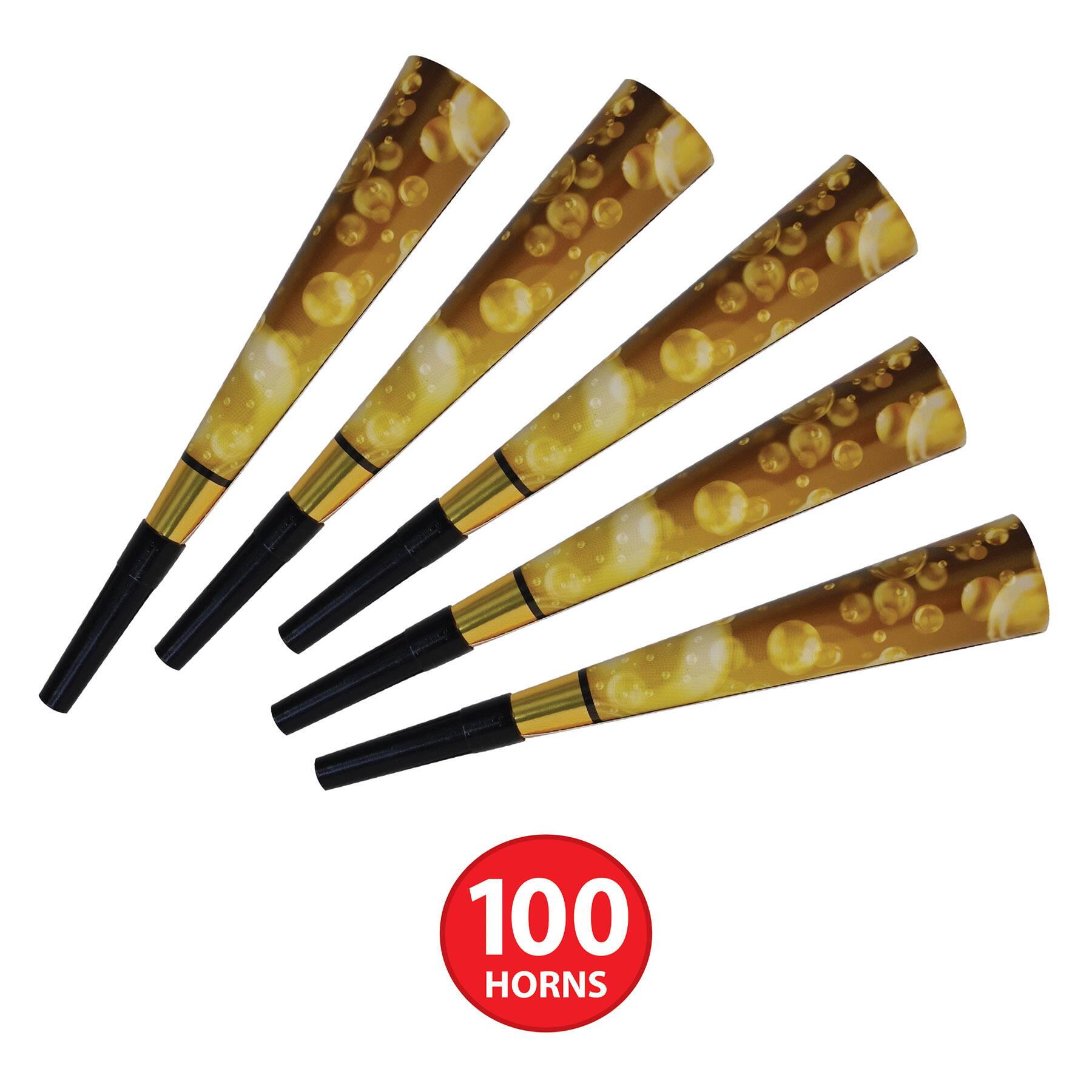 Beistle 9" Champagne New Year Horns, 100ct.