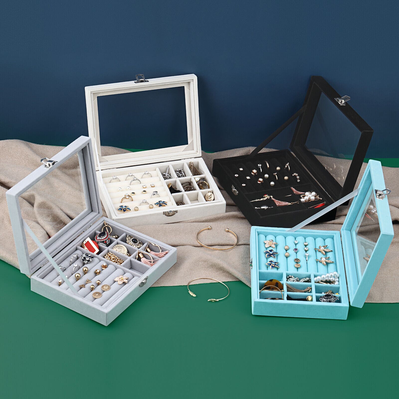 NEX™ 8" White Velvet Jewelry Organizer For Earring and Rings