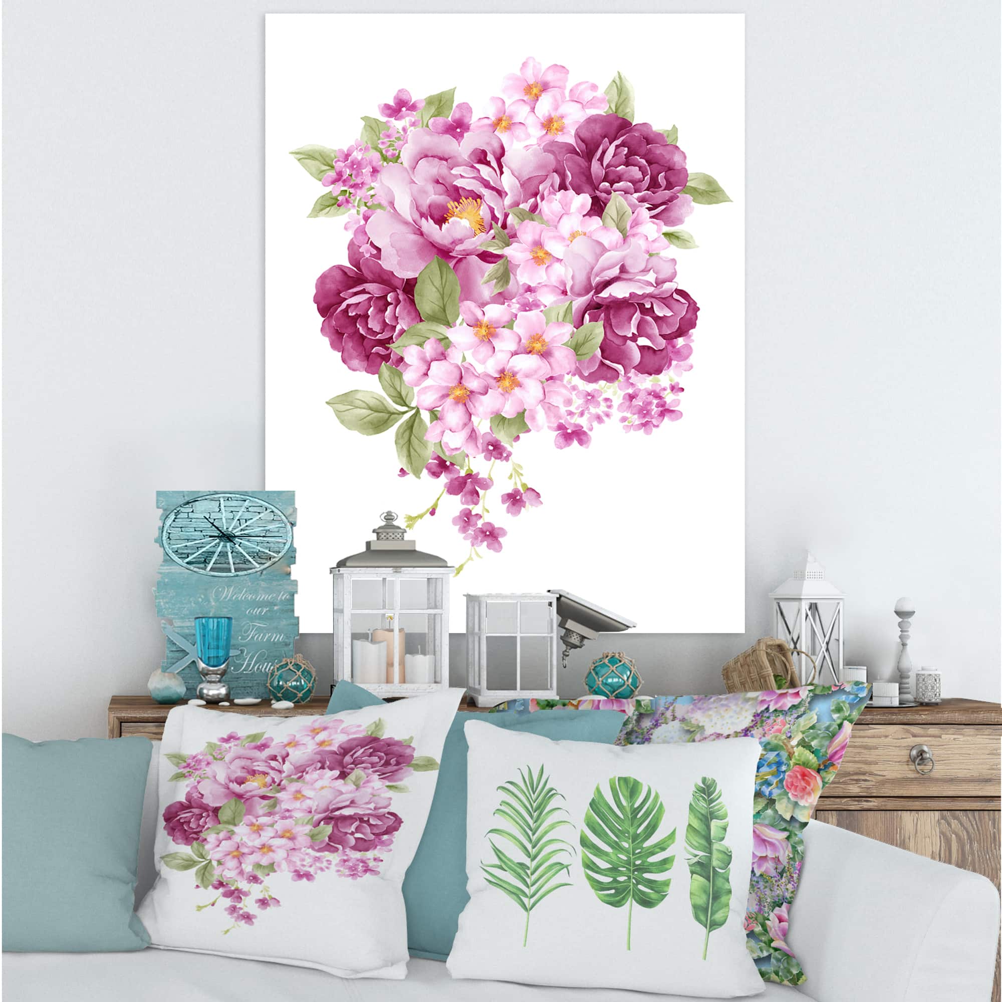 Designart - Pink Retro Flowers
