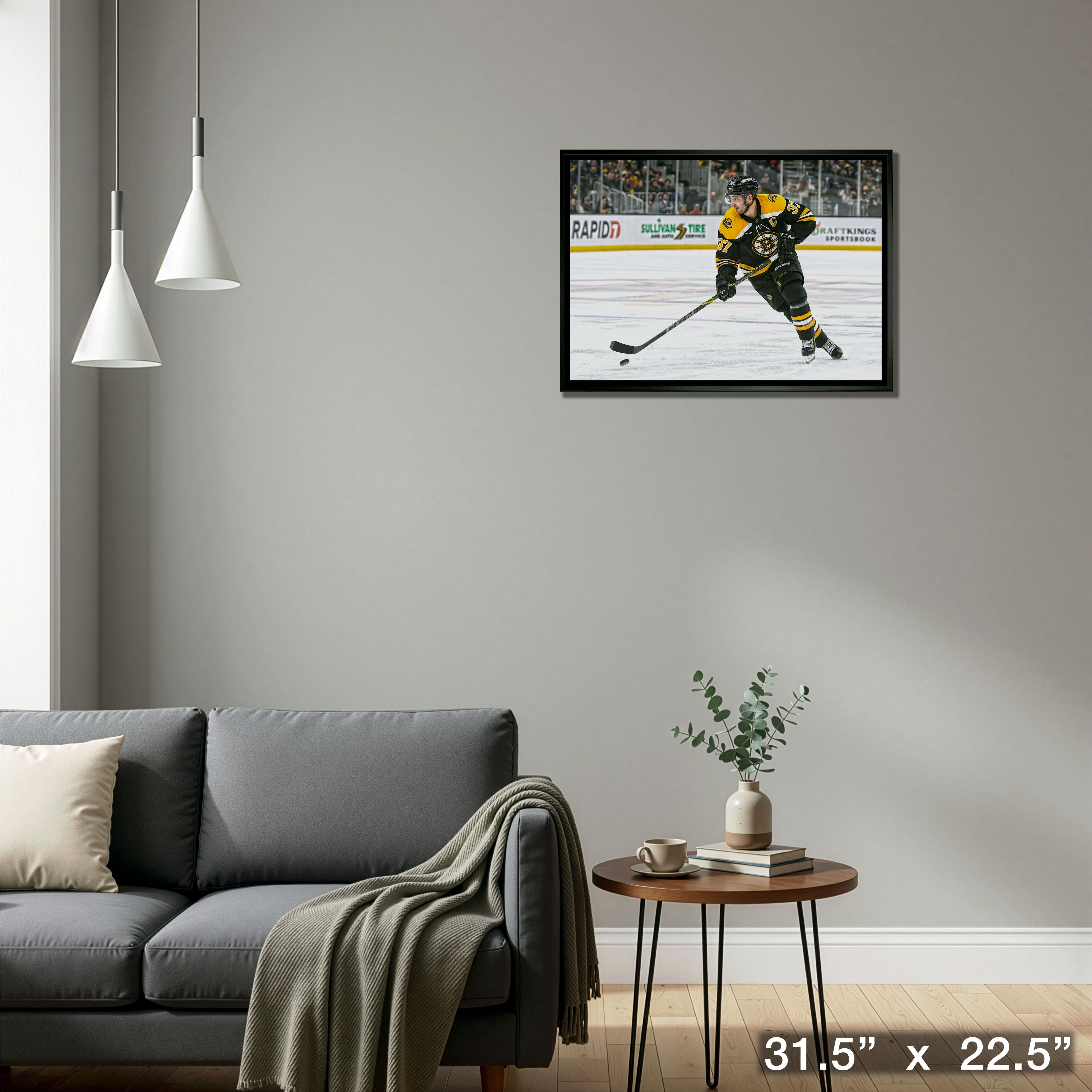 Patrice Bergeron 20" x 29" Framed Canvas Boston Bruins 31.5" x 22.5"