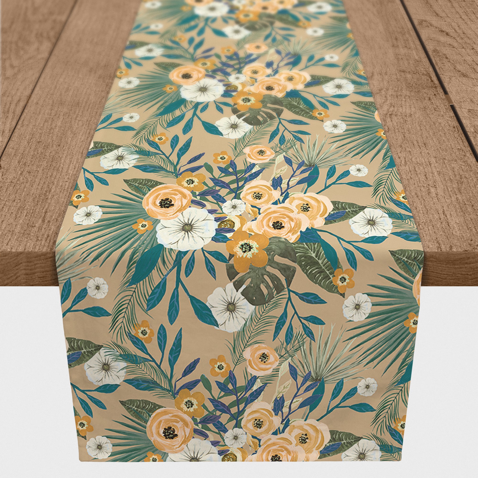 90" Tropical Floral Cotton Twill Runner