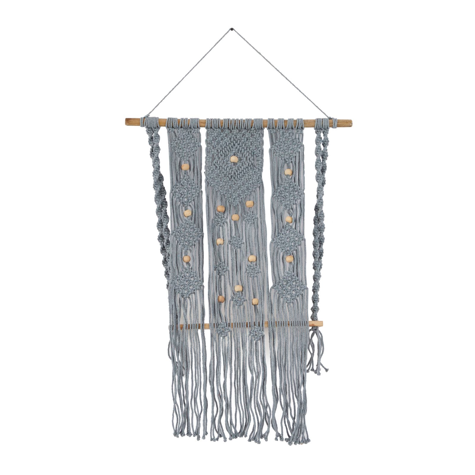 Gray Cotton Handmade Macrame 1 Shelf Wall Shelf 25" x 6" x 46"