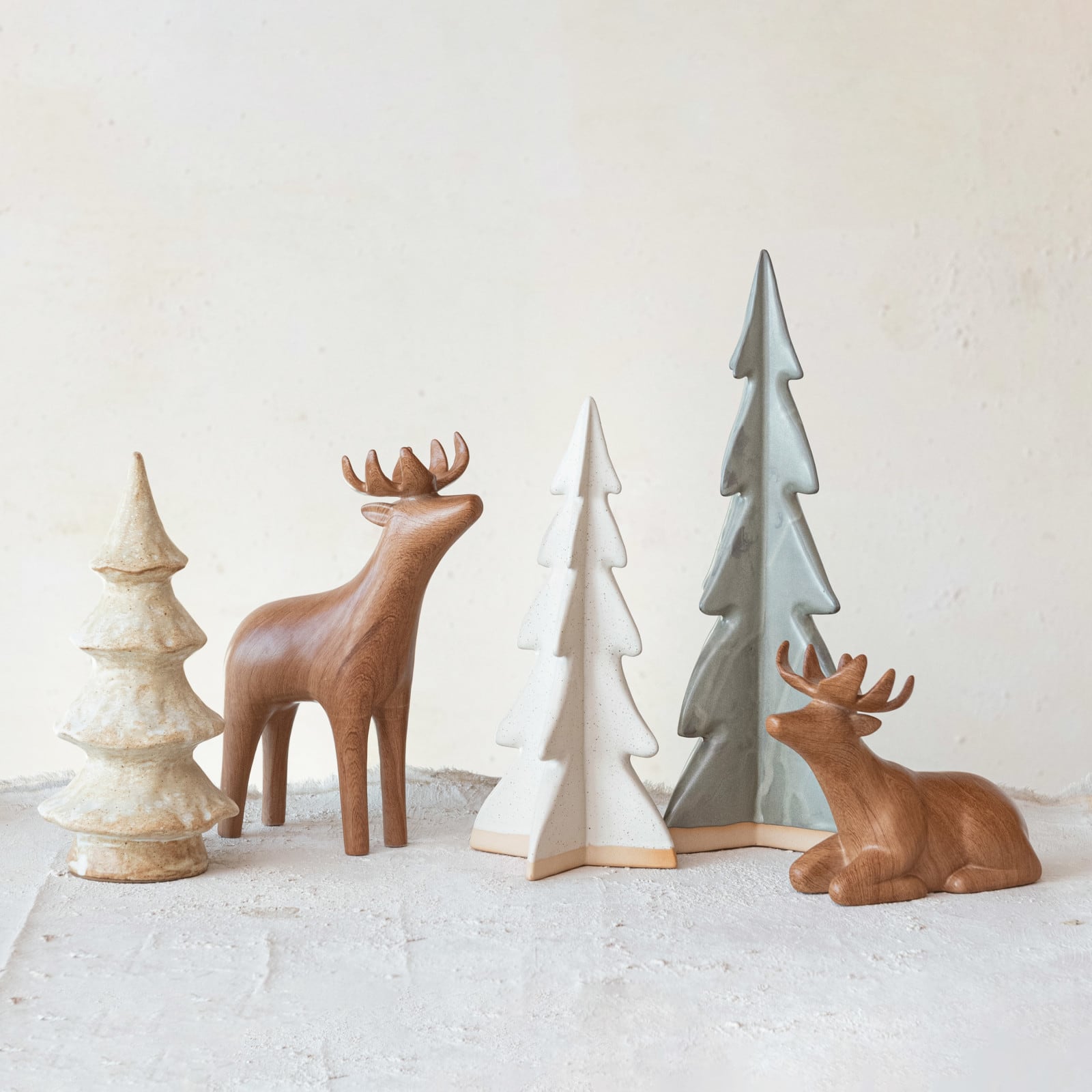 Hello Honey® 11" Cream Decorative Stoneware Tree with Reactive Glaze