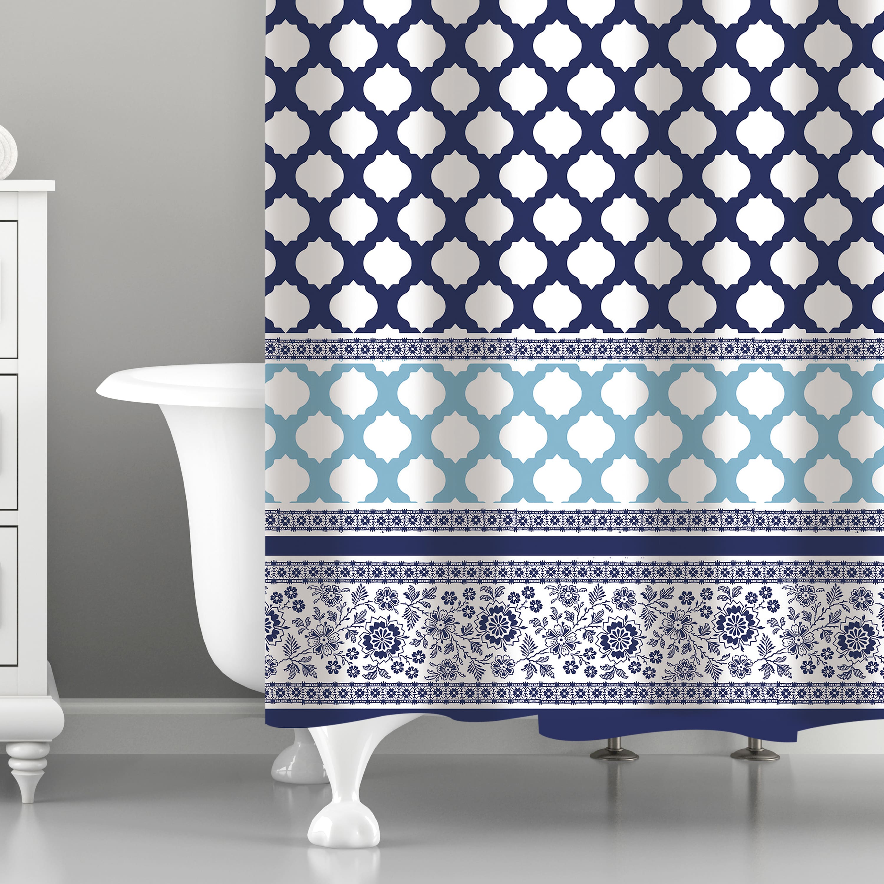 Bath Bliss Lattice Design Shower Curtain