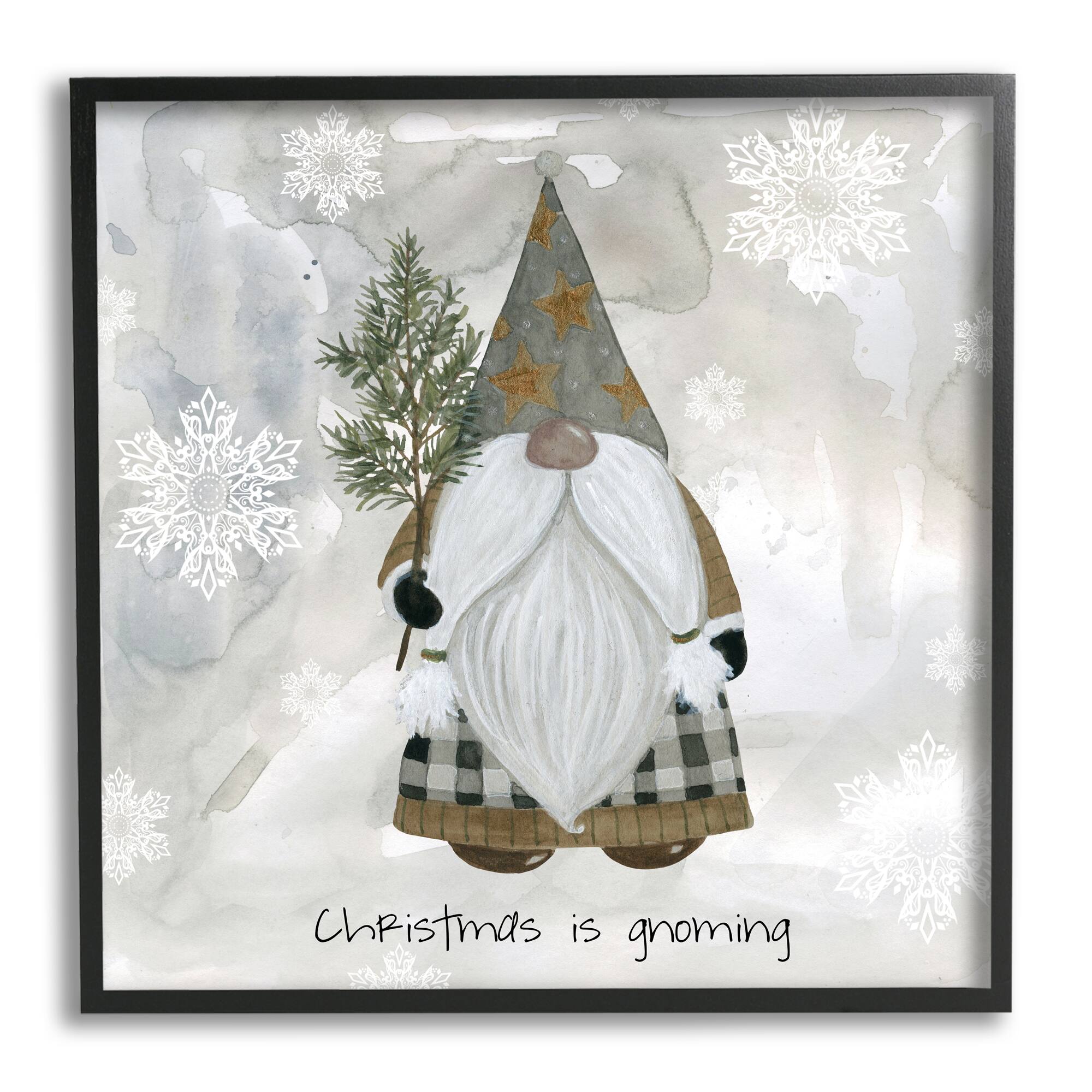 Stupell Industries Christmas Is Gnoming Holiday Pattern Framed Giclee Art