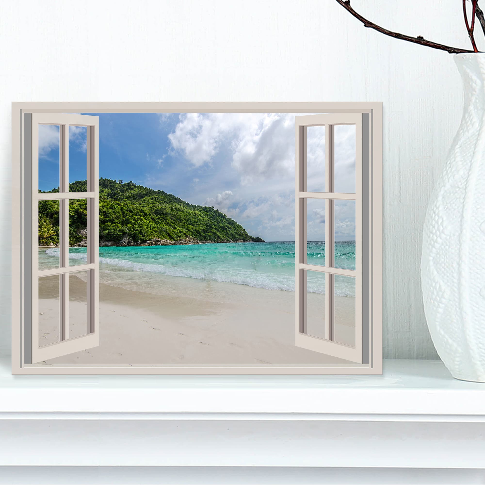 Designart - Open Window to Calm Seashore