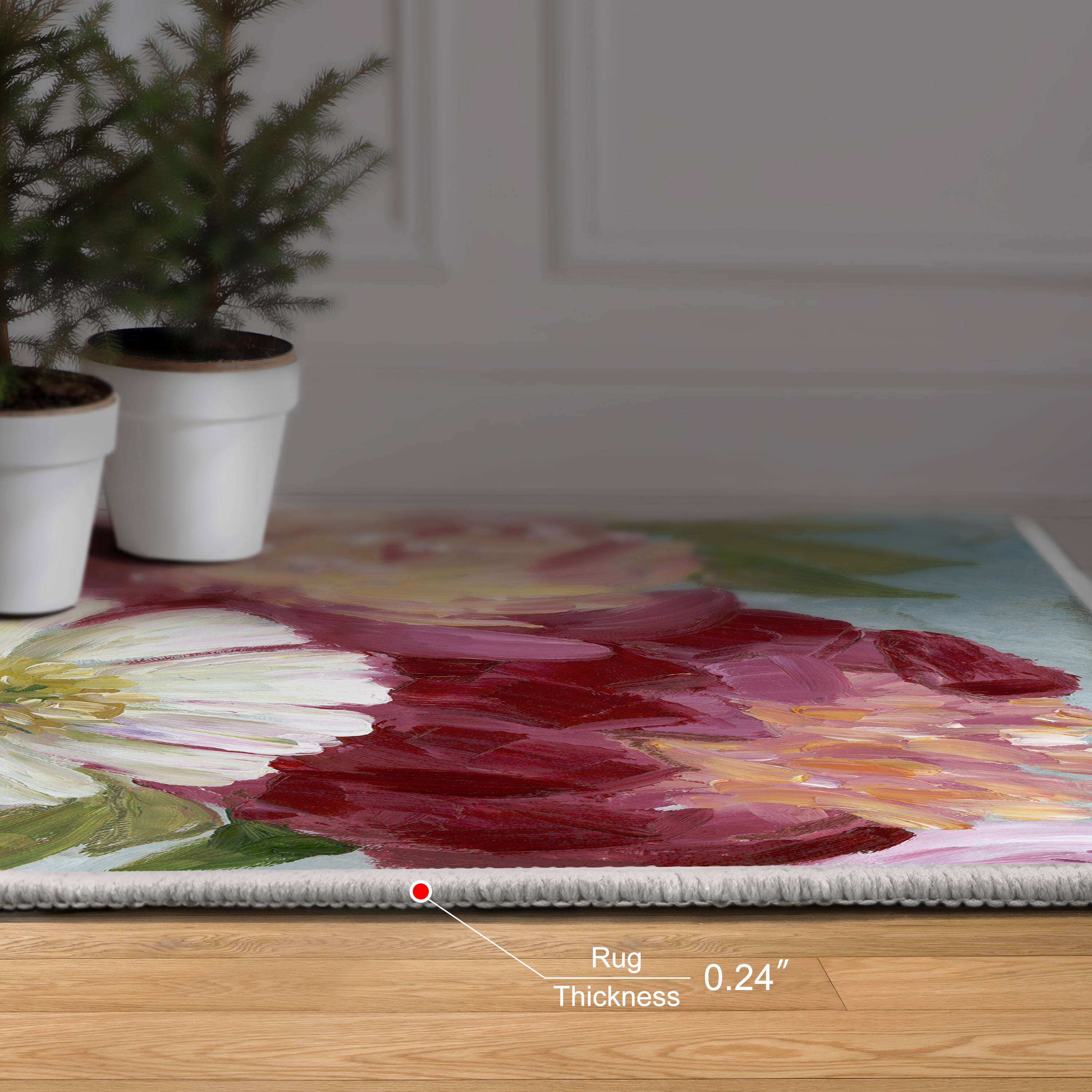 Empire Art Direct 5ft. x 7.5ft. Eleanora painterly florals I Tapis D’Art Washable Area Rug