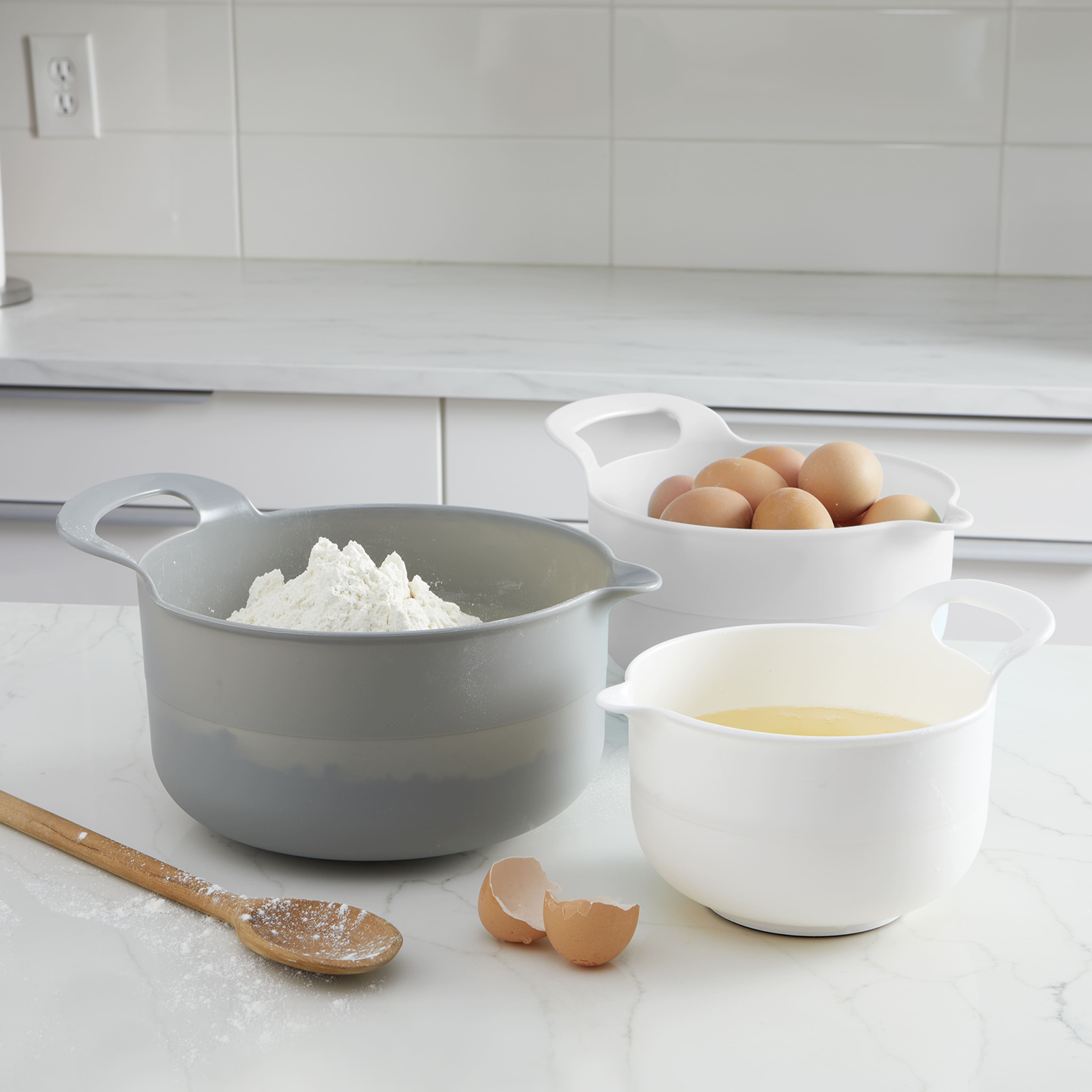 Grey & White Mixing Bowl Set by Makery™
