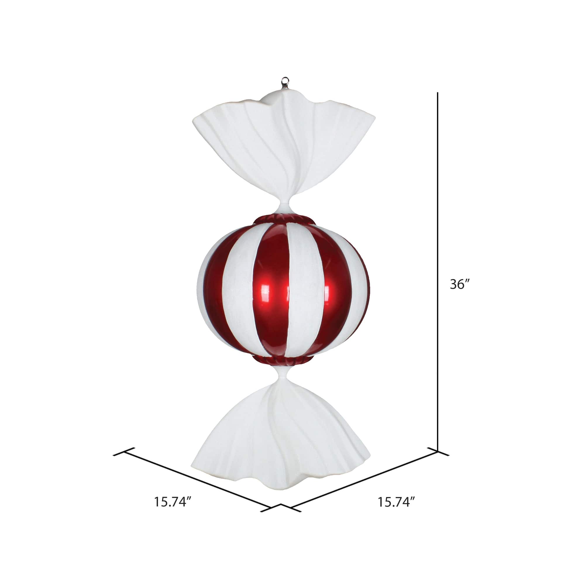 Vickerman 36" Red & White Candy Ornament with Glitter Accents