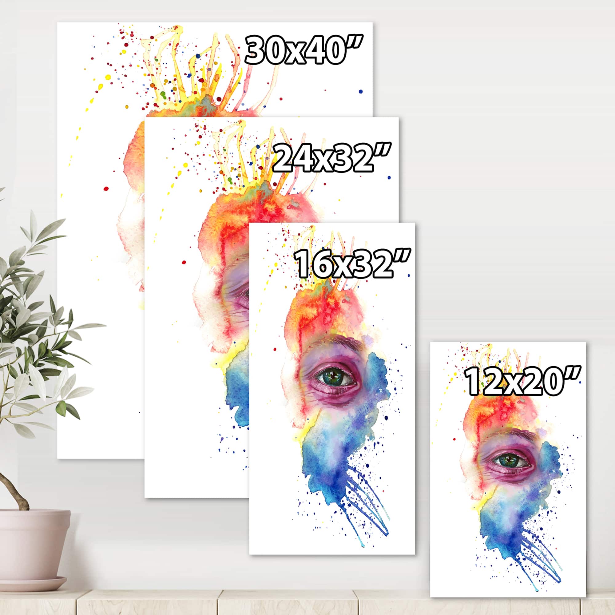 Designart - Detail of Eye In Multi-Colored Face Portrait - Bohemian & Eclectic Canvas Wall Art Print