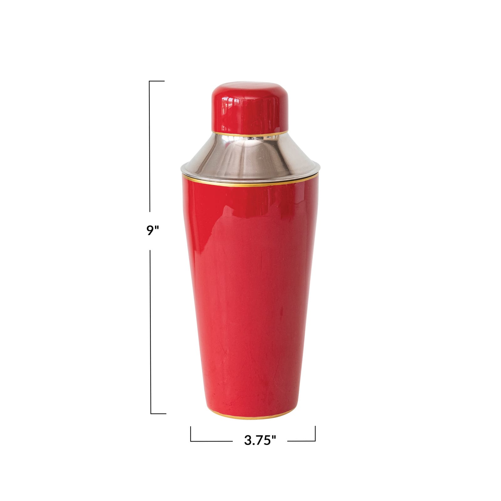 Hello Honey® 22oz. Red Enameled Stainless Steel Cocktail Shaker with Gold Rim