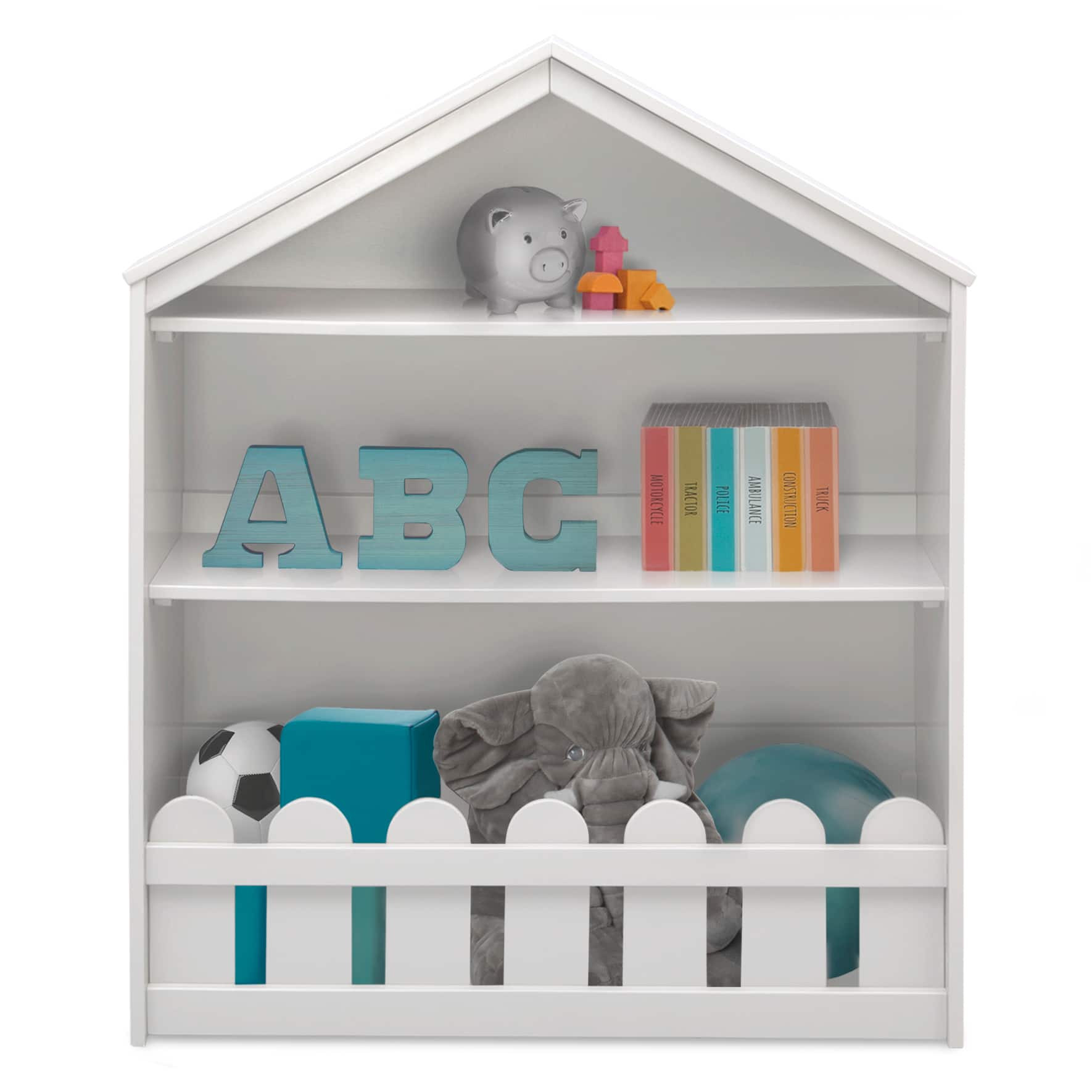 Delta Children Serta Bianca White Happy Home Storage Bookcase