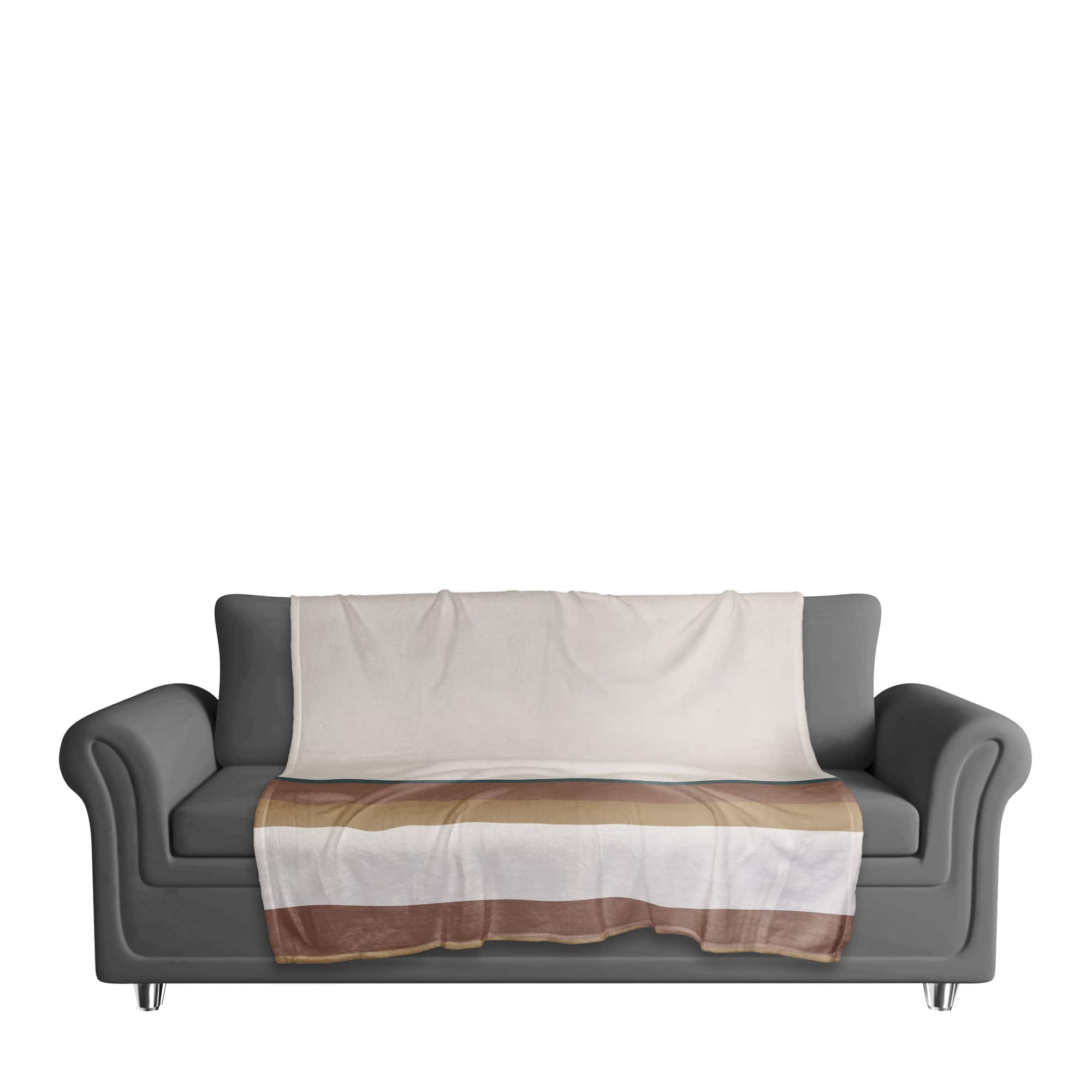 Tan Stripes 50" x 60" Coral Fleece Blanket