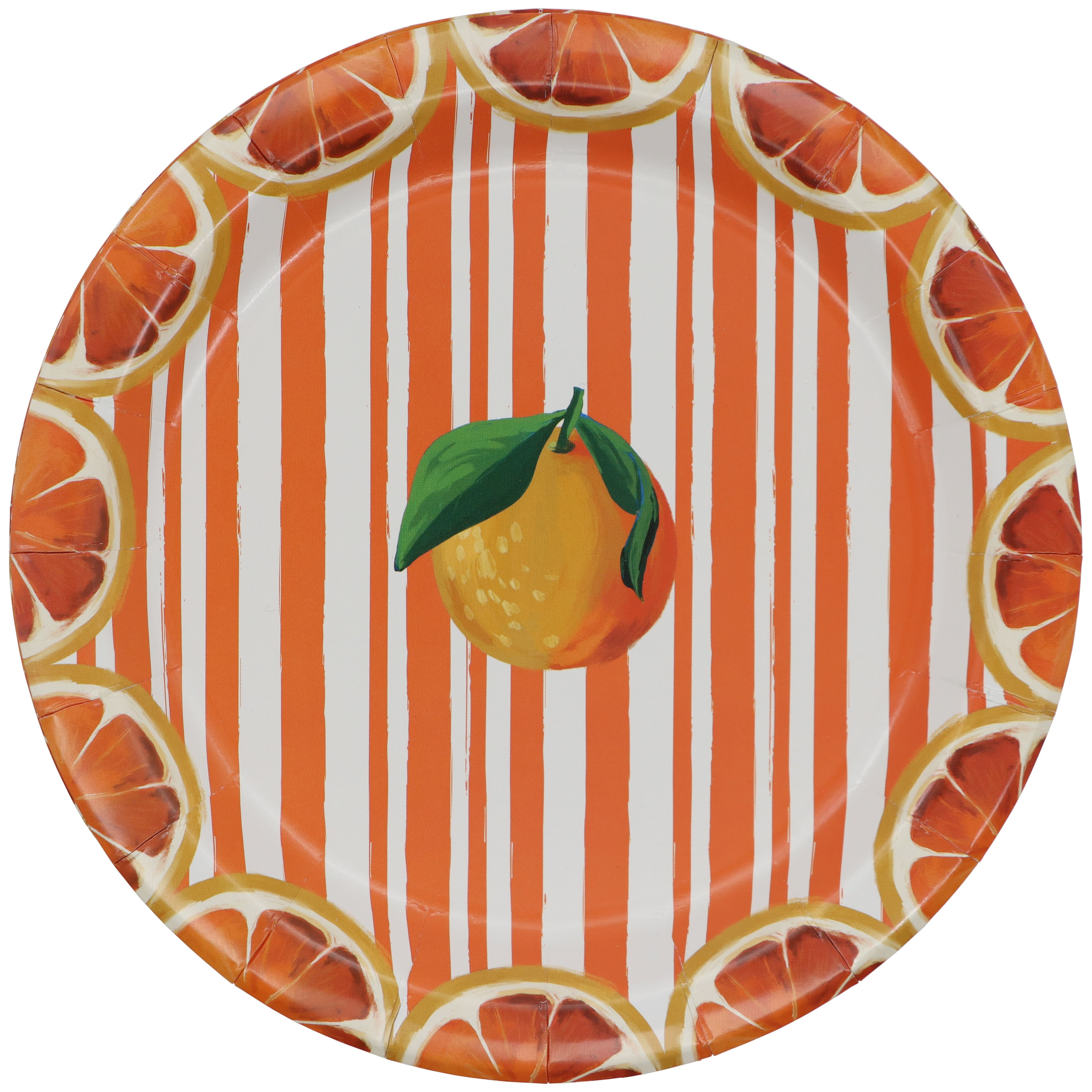 Citrus Kitchen 7" Orange Stripes Paper Snack Plates, 10ct. by Celebrate It™