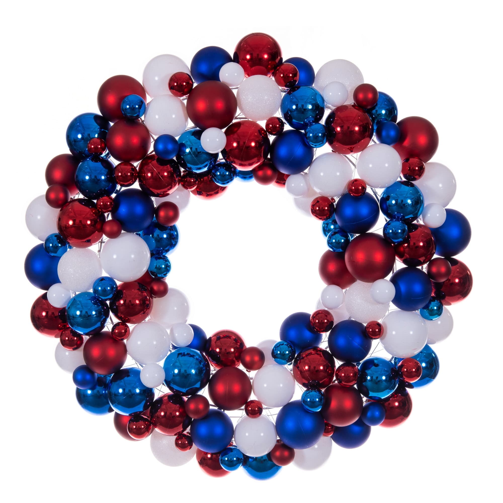 28" Red, White, and Blue Patriotic Mix Ball Wreath