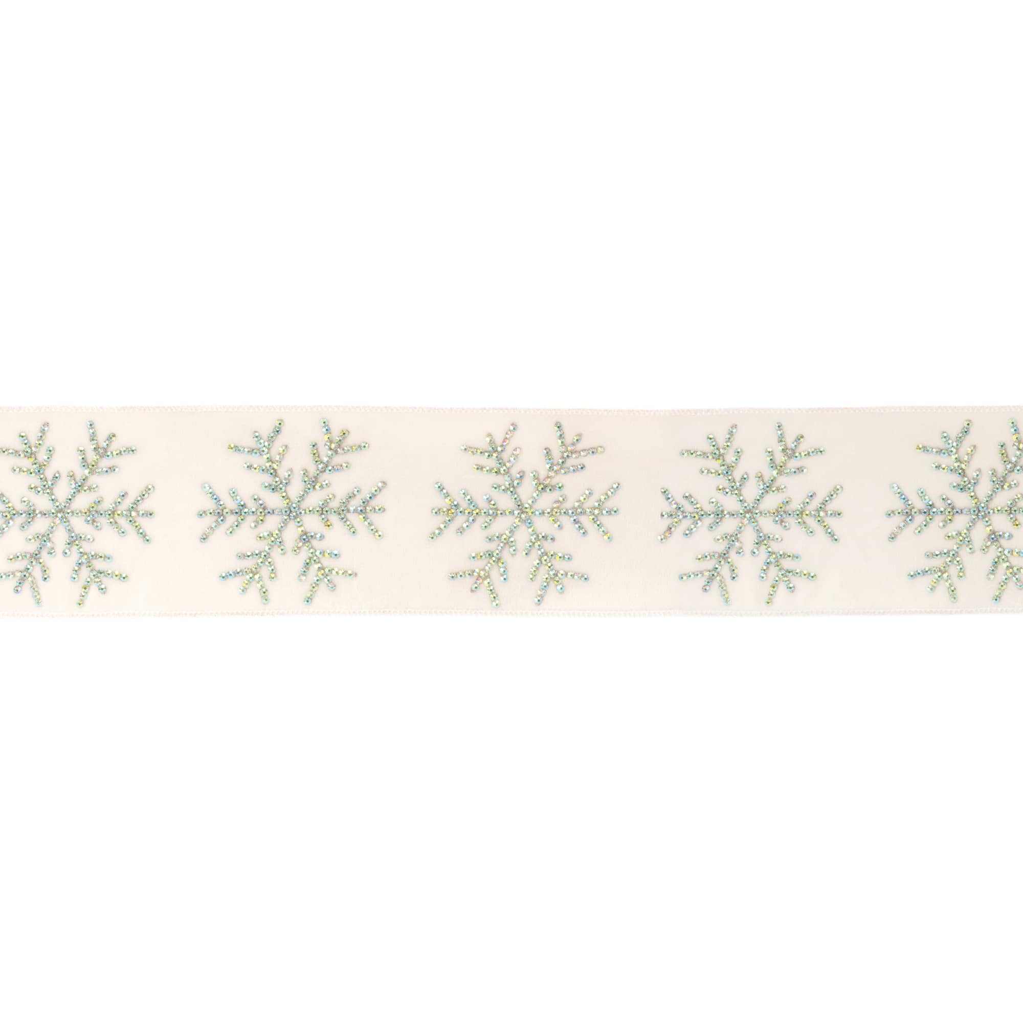 4" x 5yd. Jeweled Snowflake Wired Ribbon