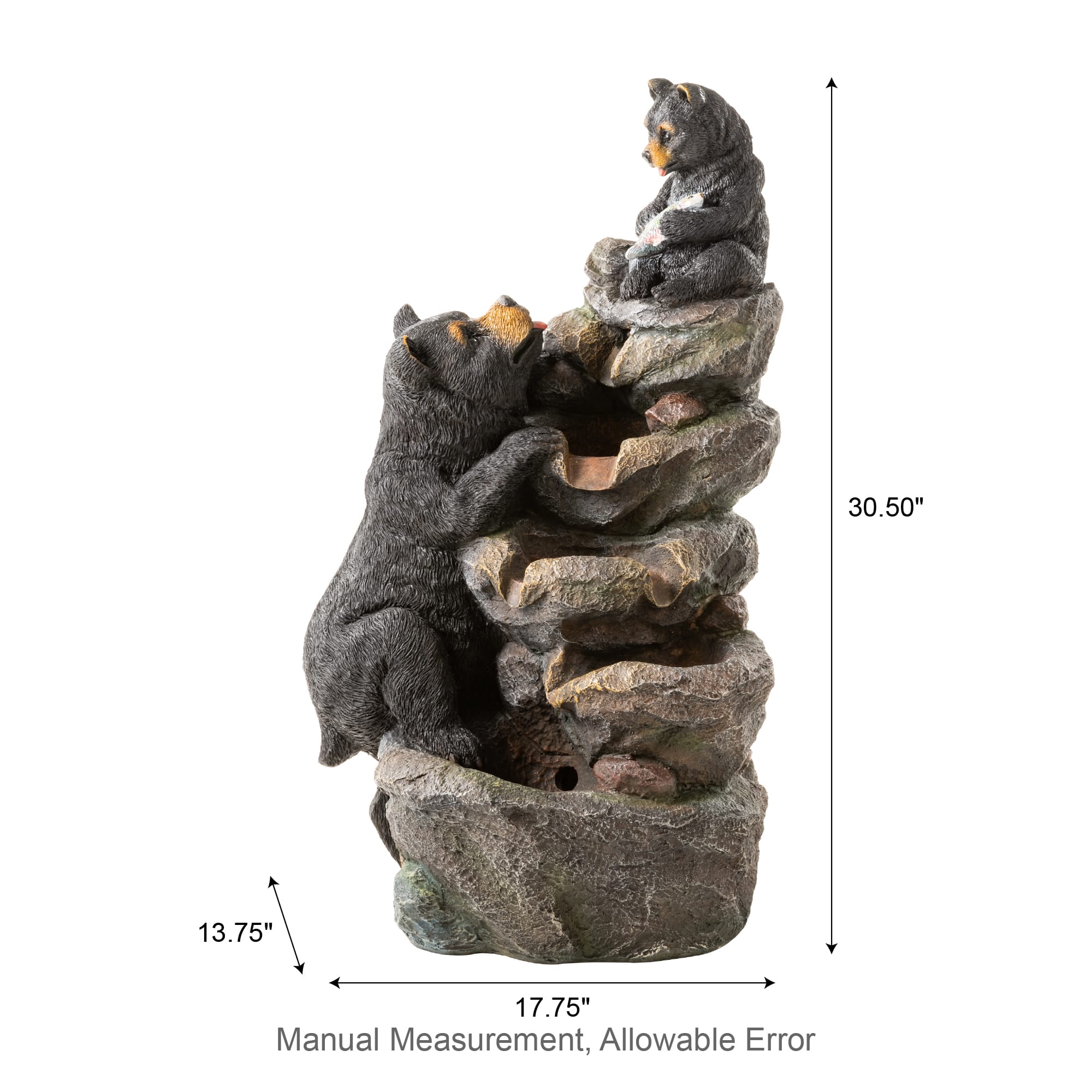 Glitzhome® 30.5" LED 4-Tier Mom & Baby Bear Outdoor Fountain