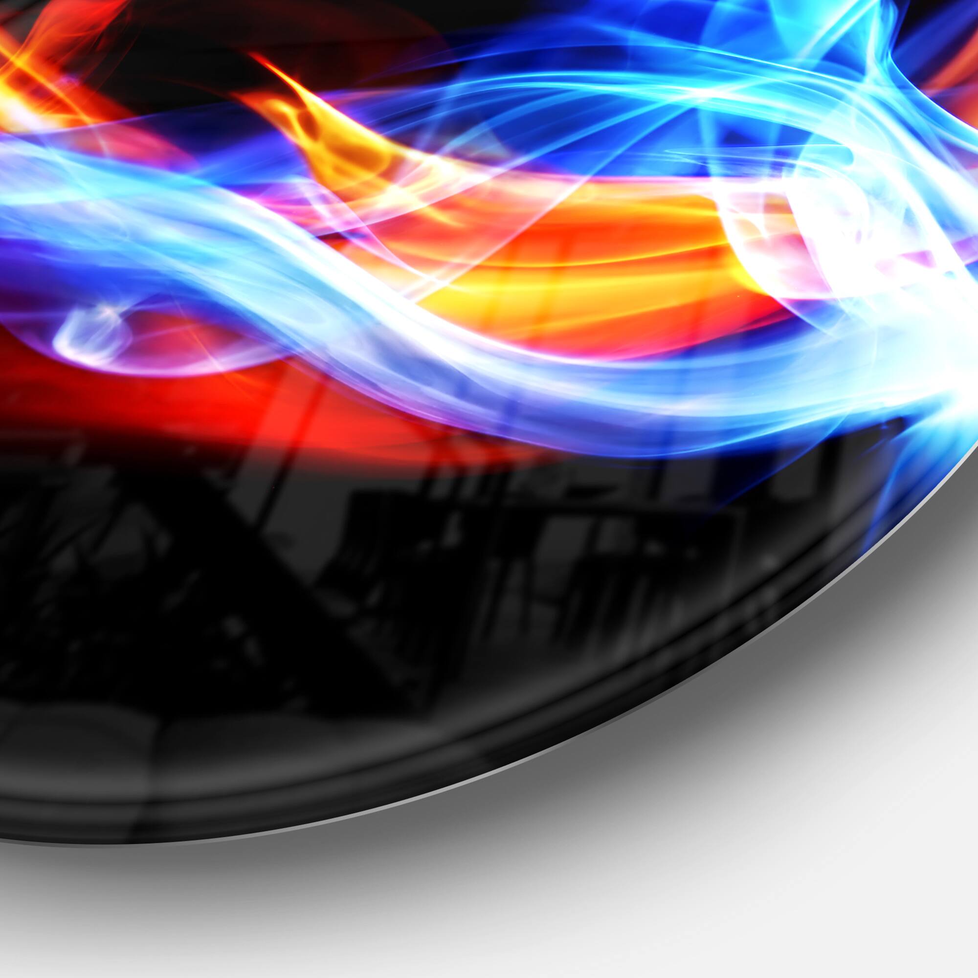 Designart - Fire and Ice' Disc Abstract Circle Metal Wall Art