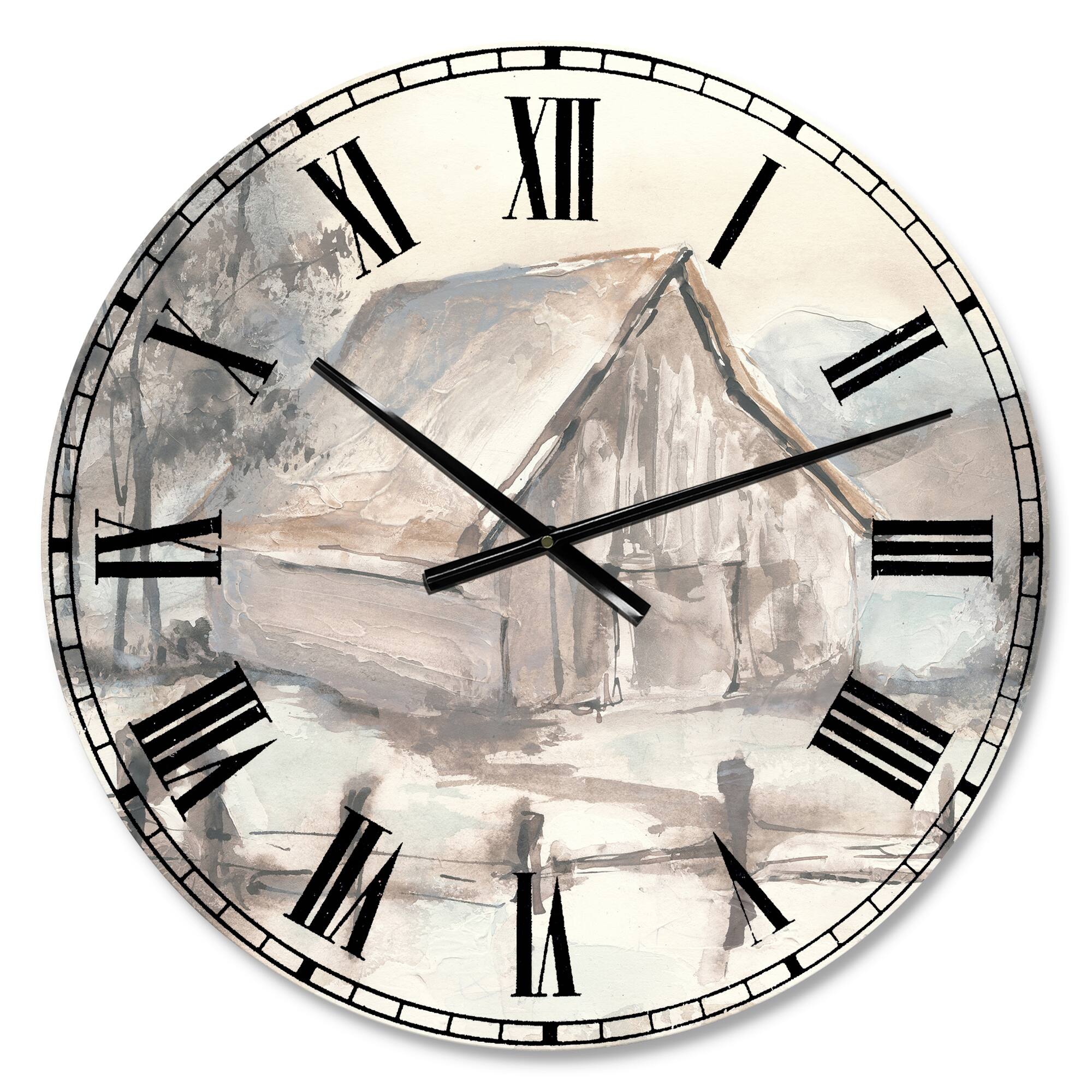 Designart 'Farmhouse Barn Grey Vii Farmhouse Wall Clock