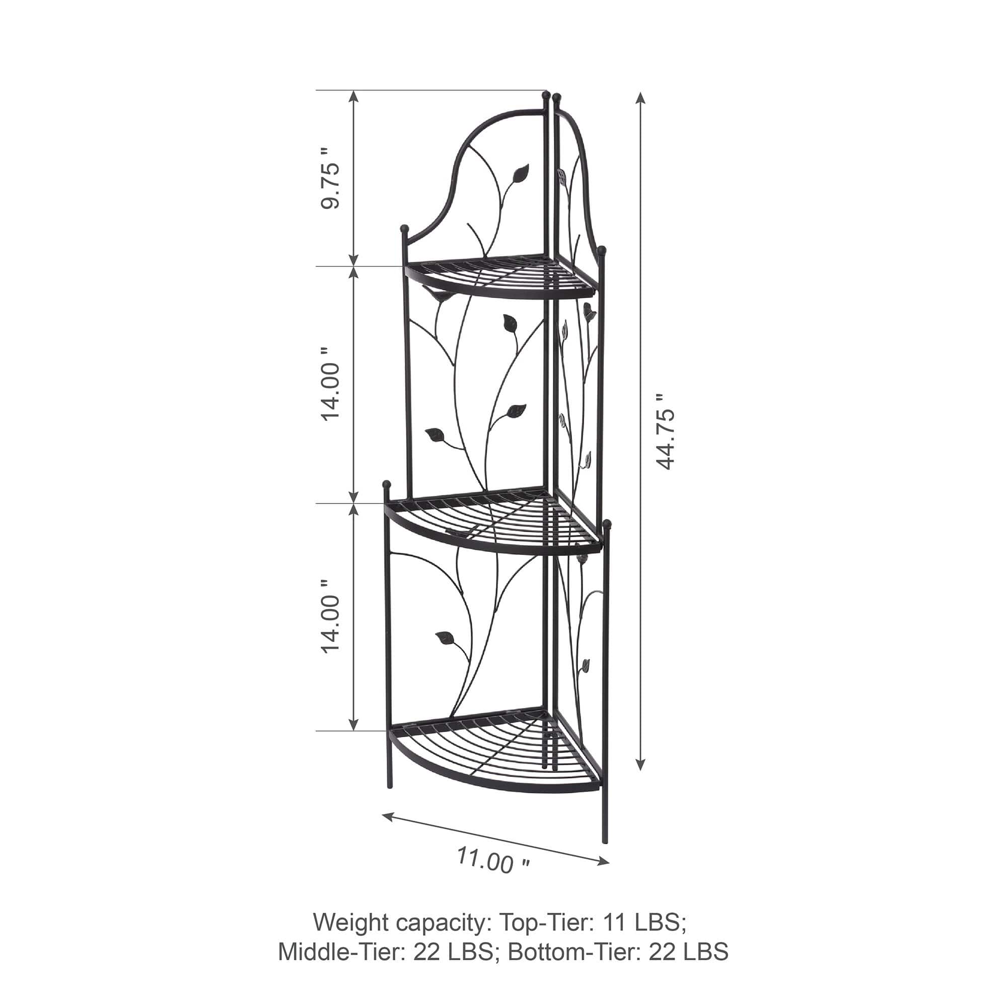 Glitzhome® 3-Tiered Metal Corner Shelf Planter Stand