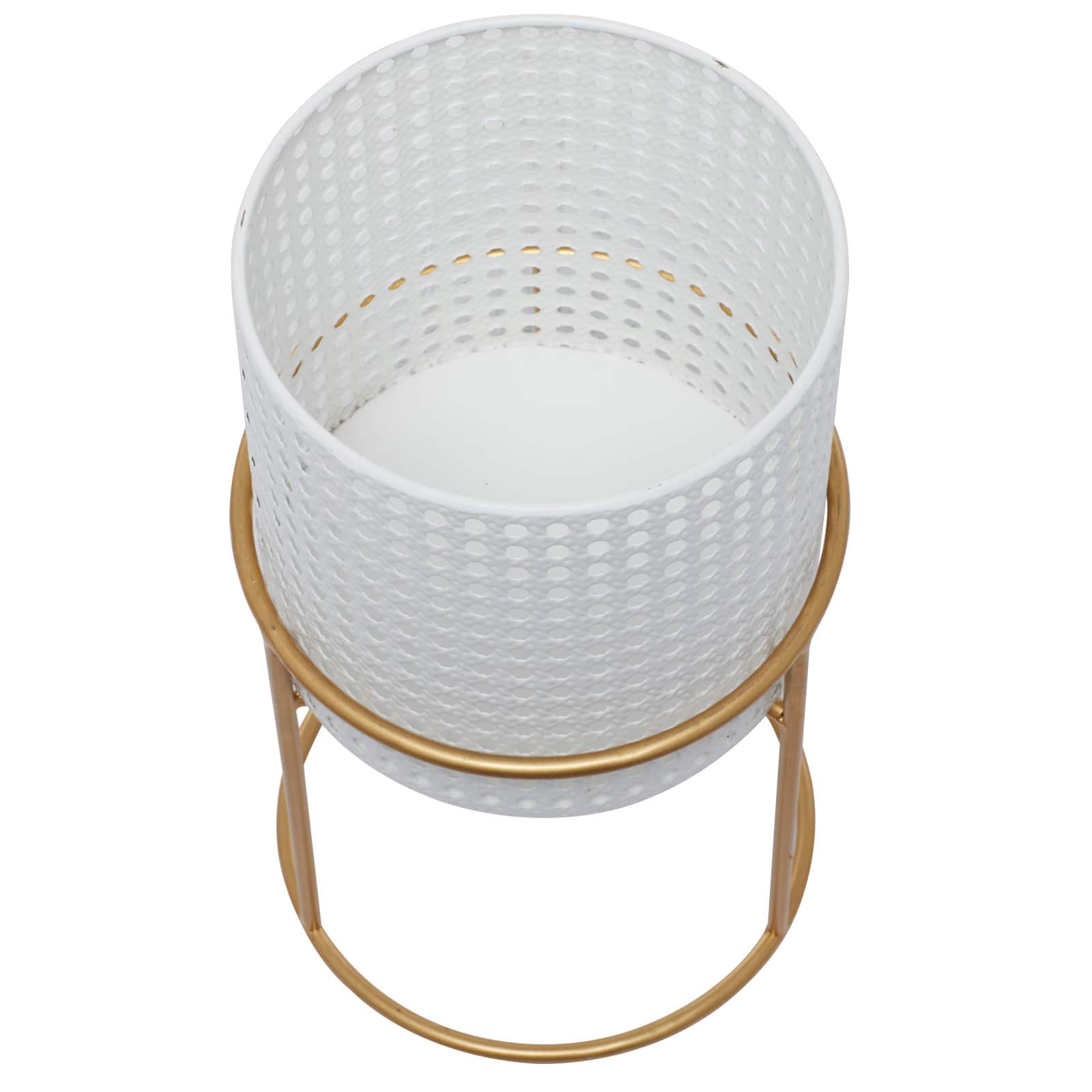 Set of 3 White Iron Contemporary Planter, 23" x 19" x 16"