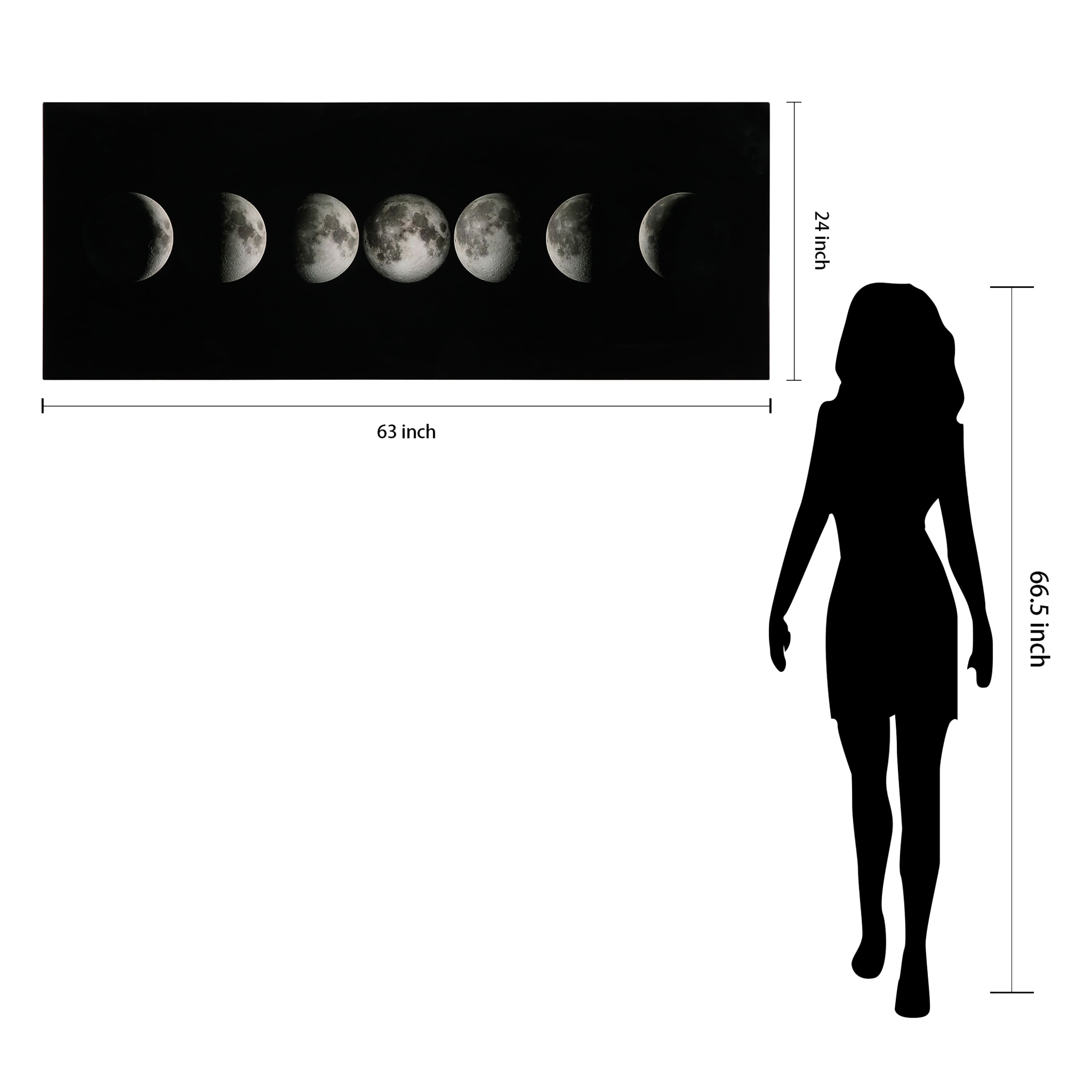 Empire Art Direct Vetro De Arte 63" x 24" Moon Frameless Free Floating Reverse Printed Tempered Glass Wall Art