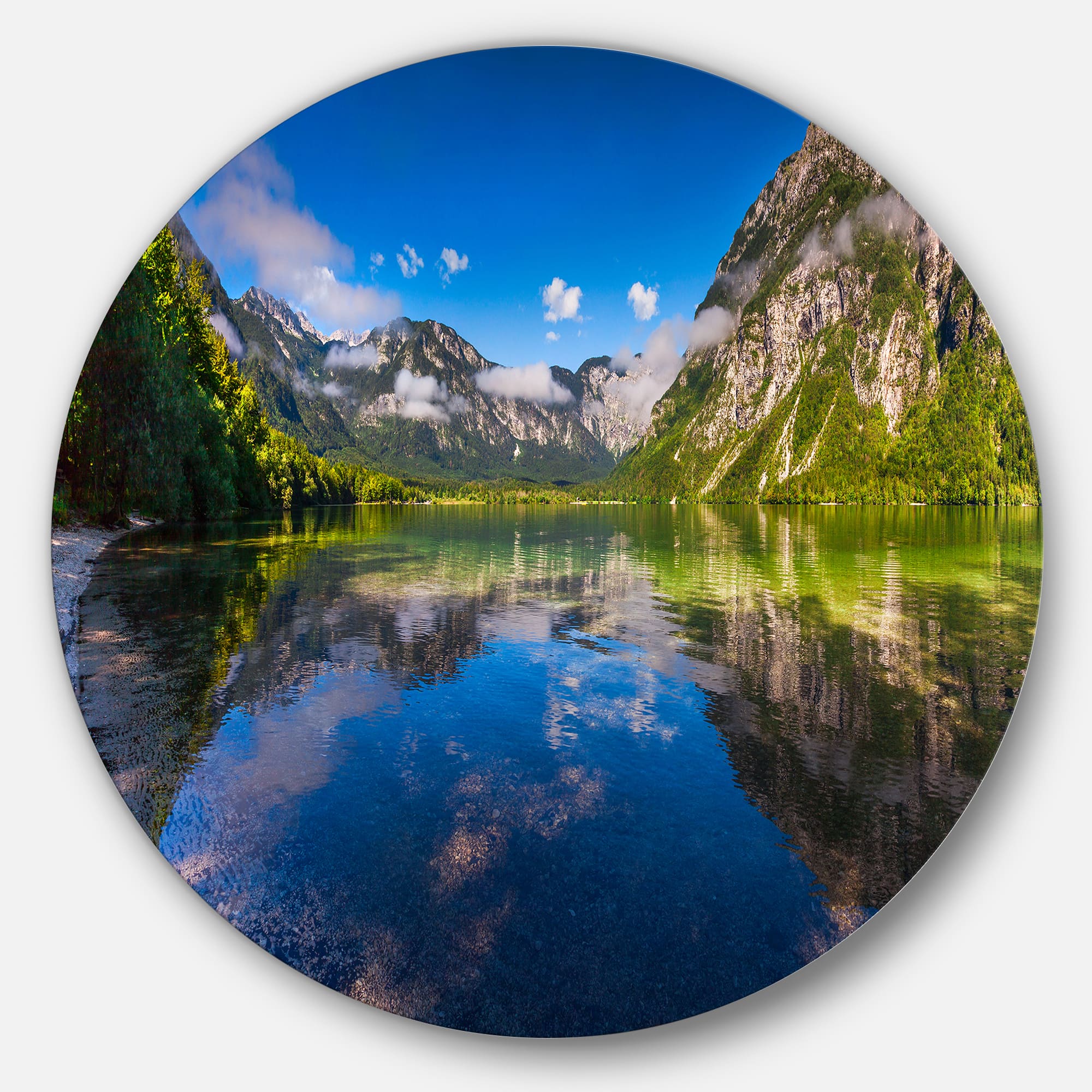 Designart - Bohinj Lake in Triglav National Park' Large Landscape Metal Circle Wall Art