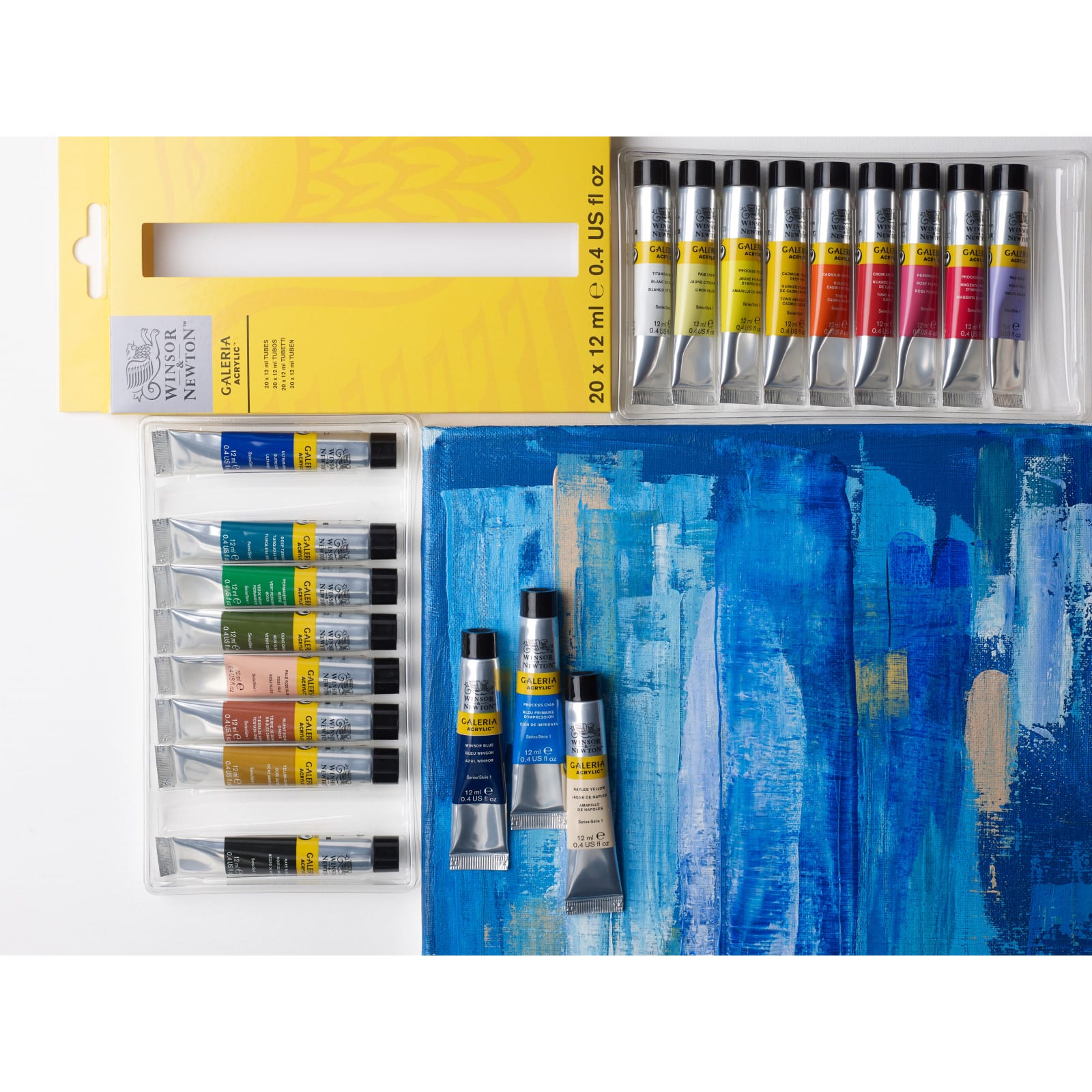 Ensemble de 20 couleurs de peinture Galeria Acrylic de Winsor & Newton