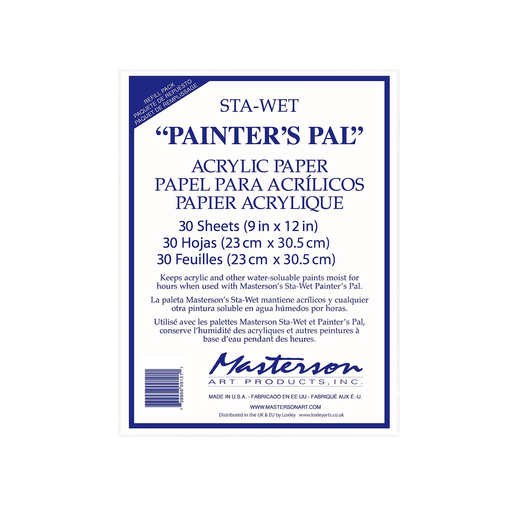 Masterson Art Products Sta-Wet® 9" x 12" White Painter's Pal Acrylic Paper Refill, 30 Sheets