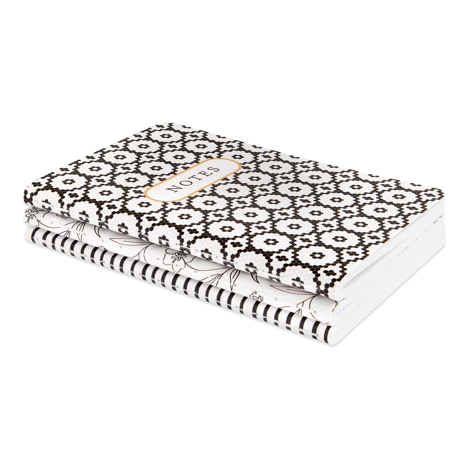 4" x 6" Black & White Print Lined Softcover Journals, 3ct. by Recollections™