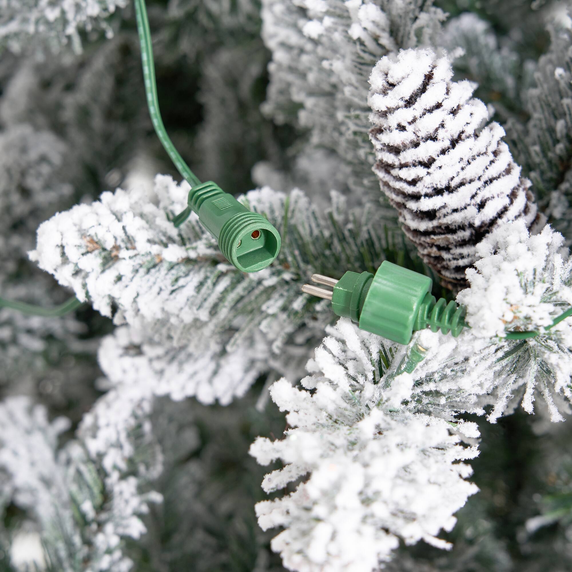 11ft. Pre-Lit Flocked Livingston Fir Artificial Christmas Tree with Pine Cones, Clear LED Lights