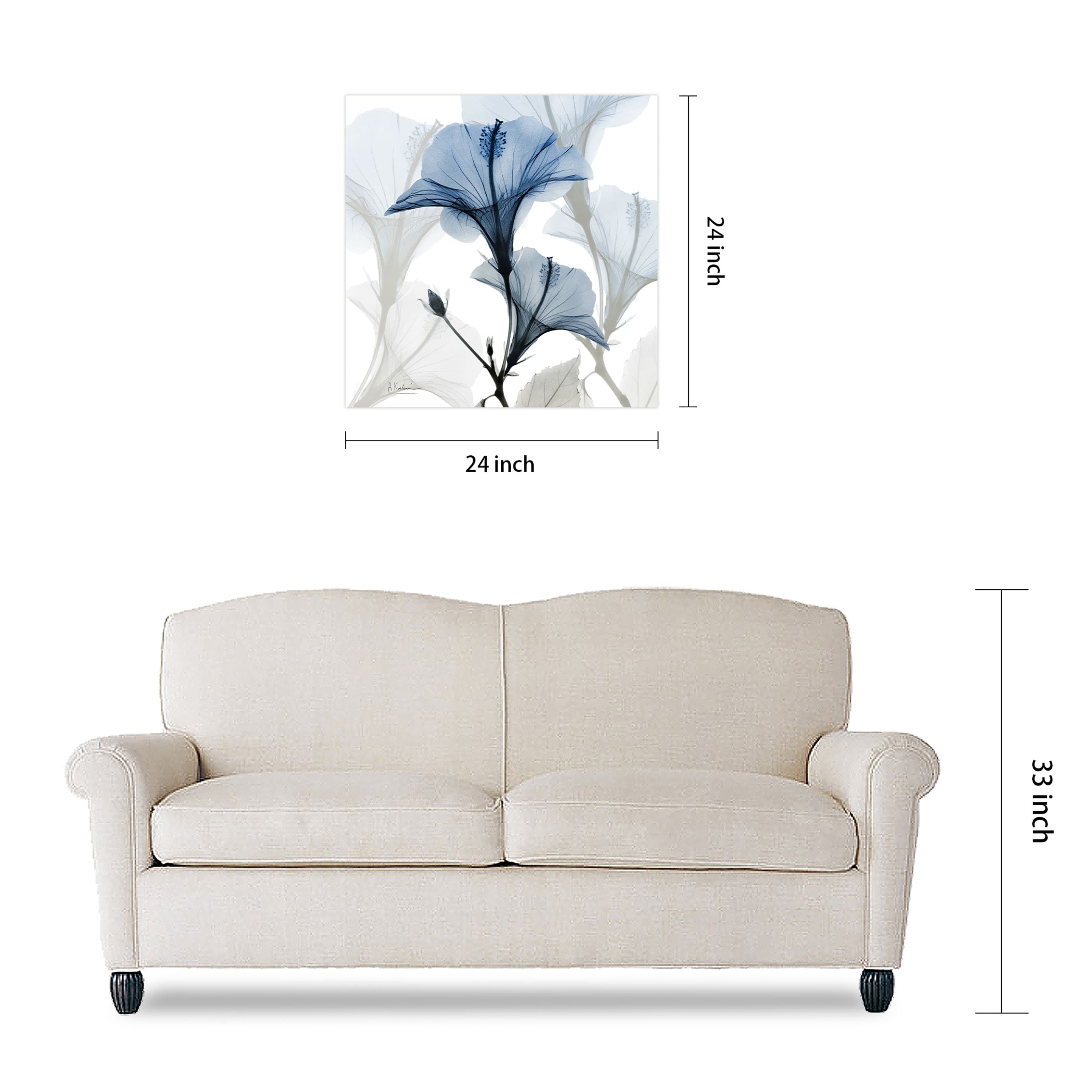 Empire Art Direct 24" x 24" Blue X-Ray Floral Free Floating Tempered Glass Wall Art