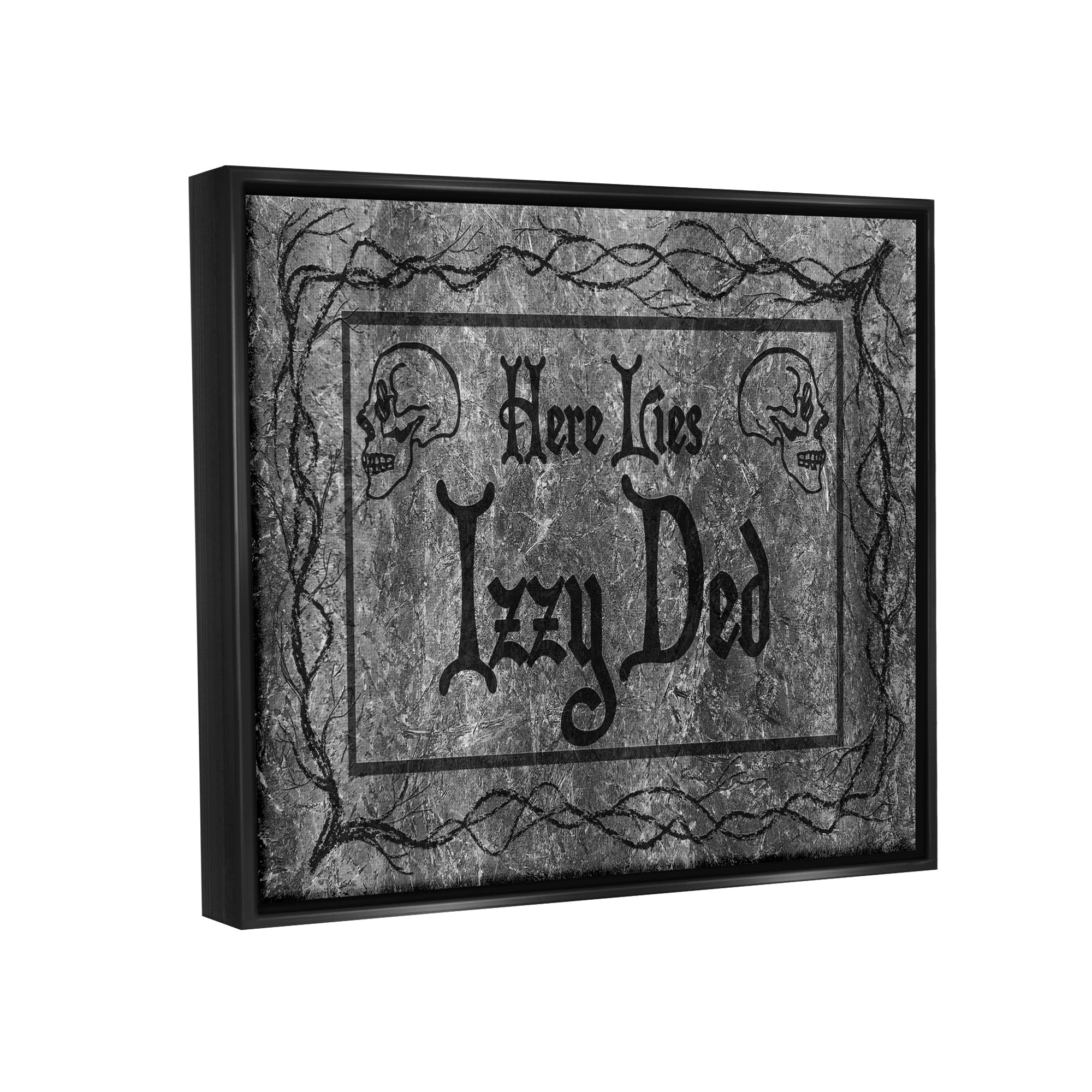 Stupell Industries Here Lies Izzy Ded Gravestone Framed Floater Canvas Wall Art